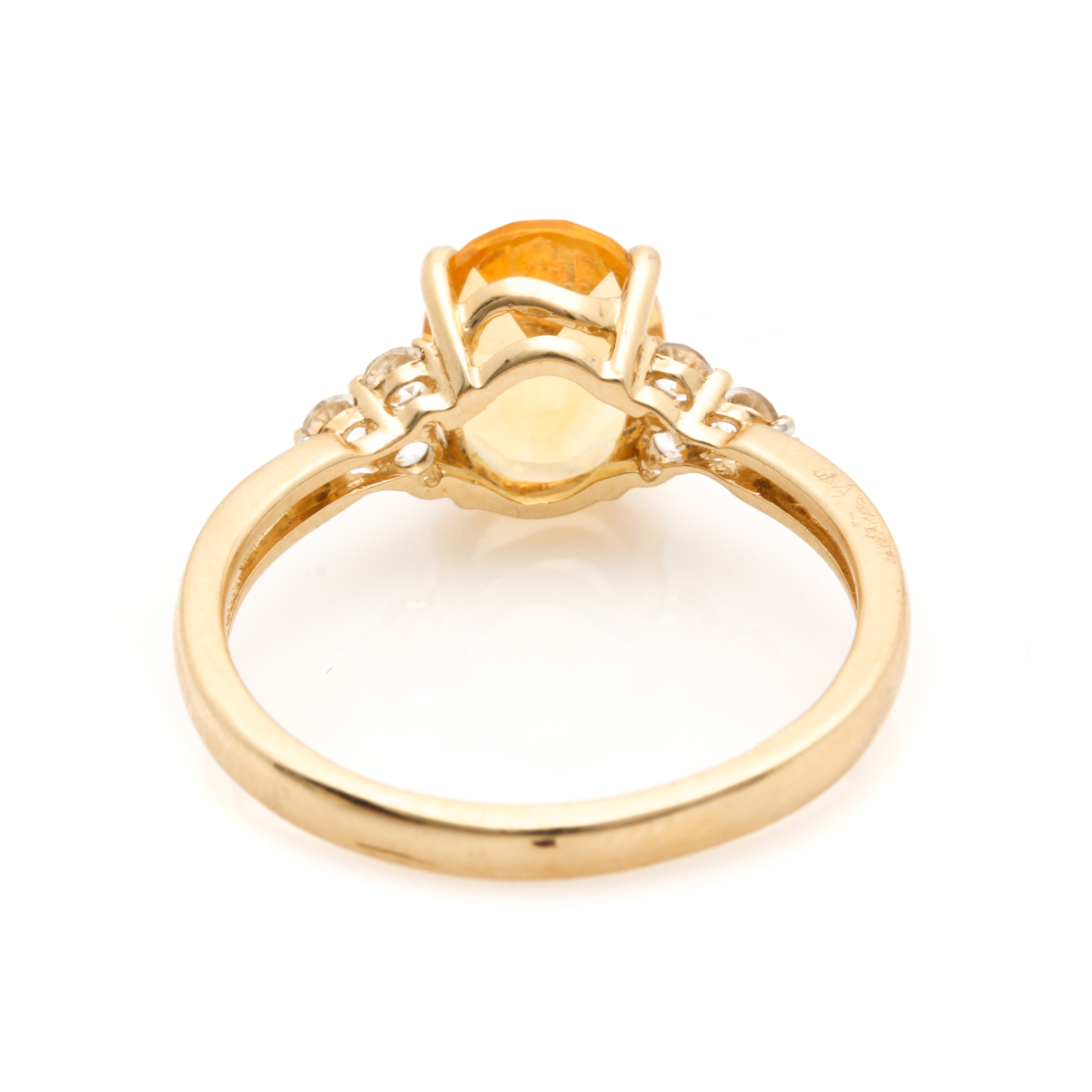 10K Yellow Gold Citrine, White Topaz, and Diamond Ring