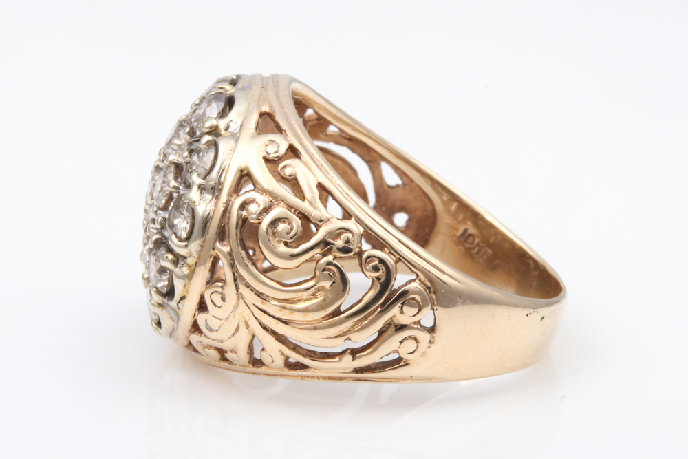 10K Yellow Gold and 2.00 CTW Diamond Kentucky Cluster Ring