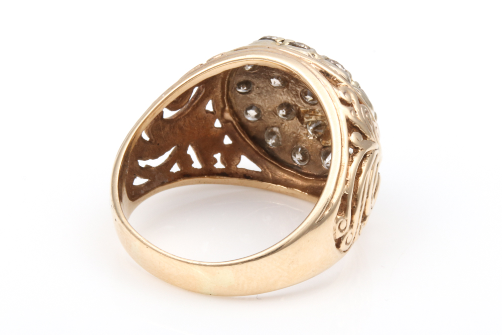 10K Yellow Gold and 2.00 CTW Diamond Kentucky Cluster Ring