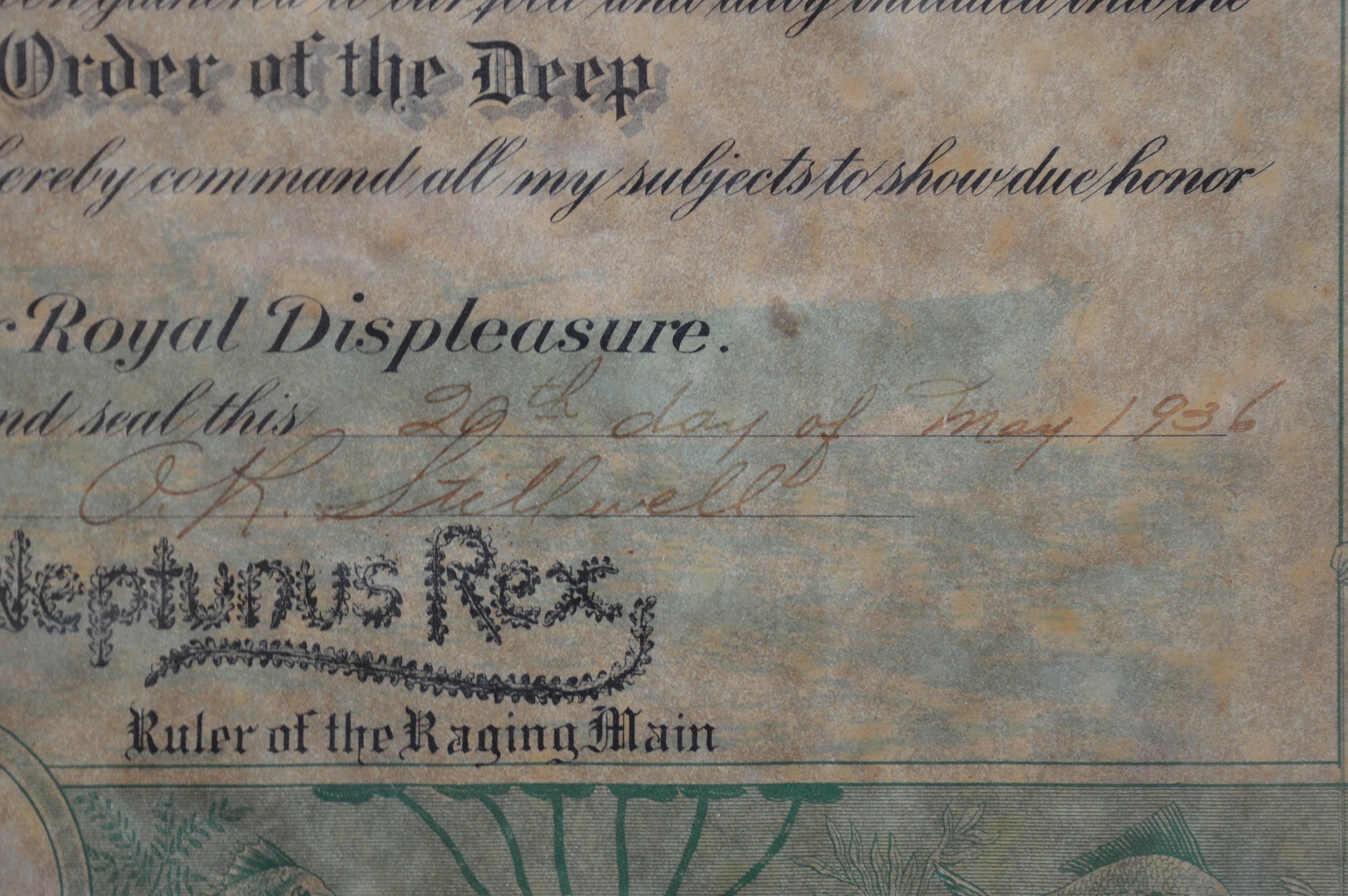 United States Navy USS Arizona Shellback Certificate