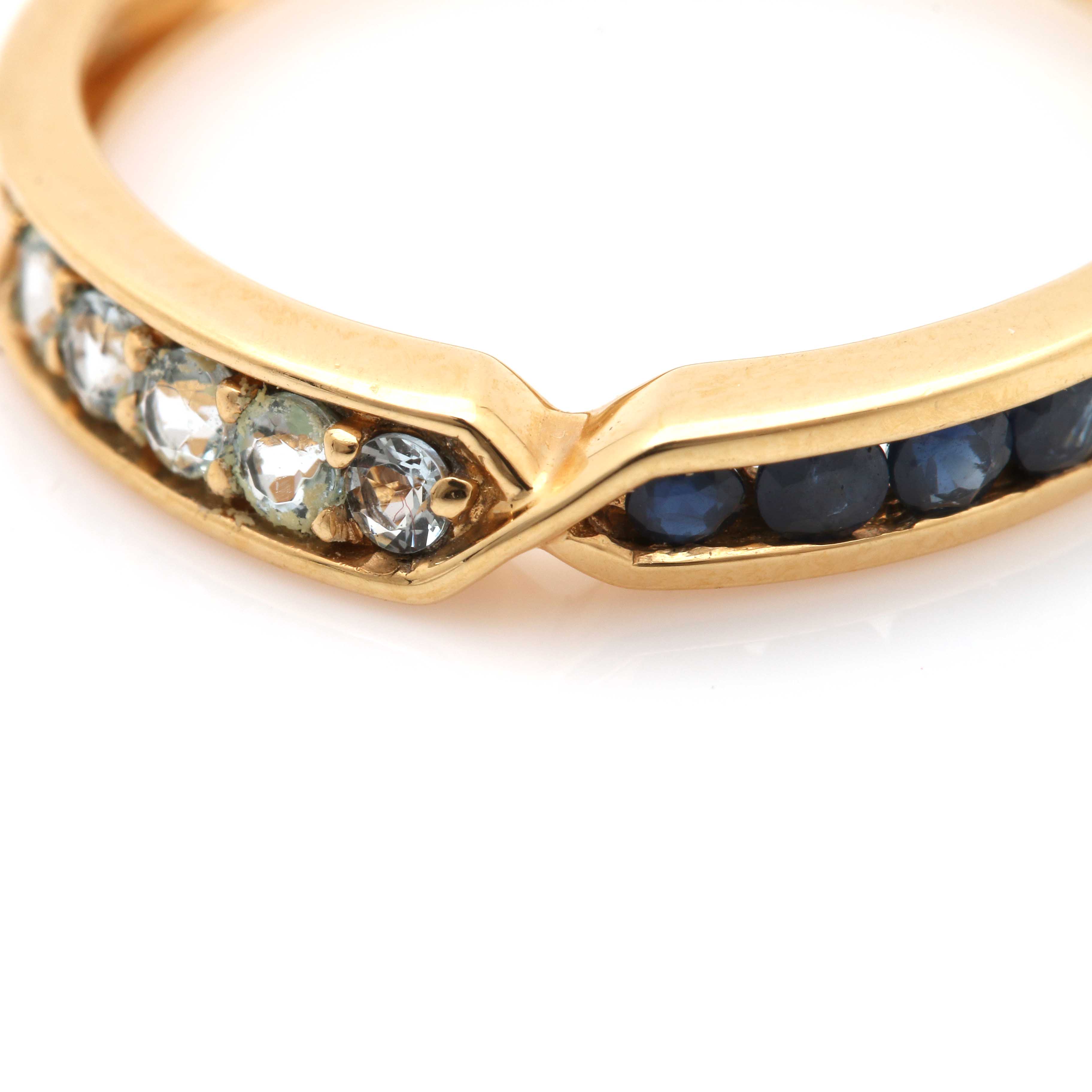 14K Yellow Gold Blue Sapphire and Aquamarine Ring