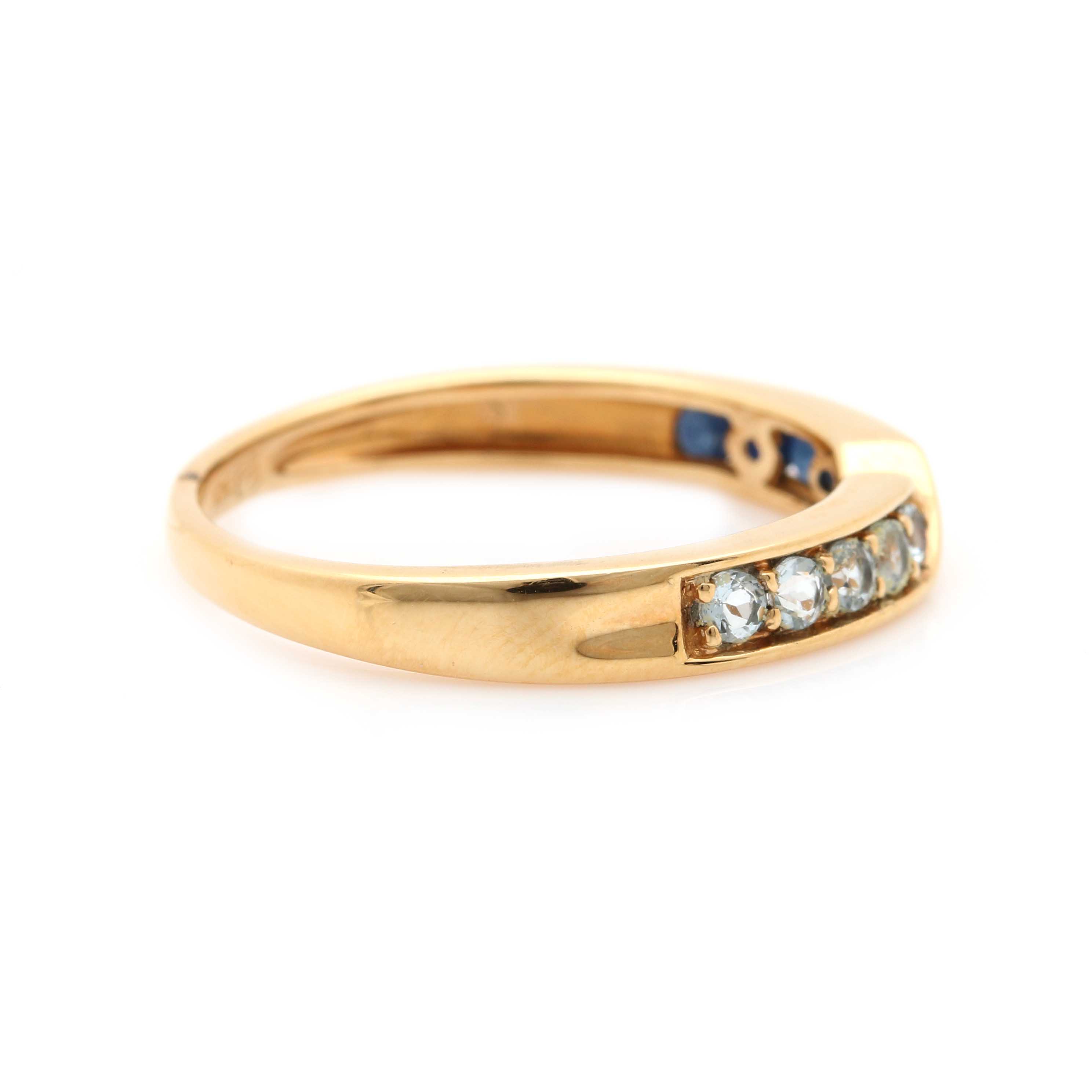 14K Yellow Gold Blue Sapphire and Aquamarine Ring