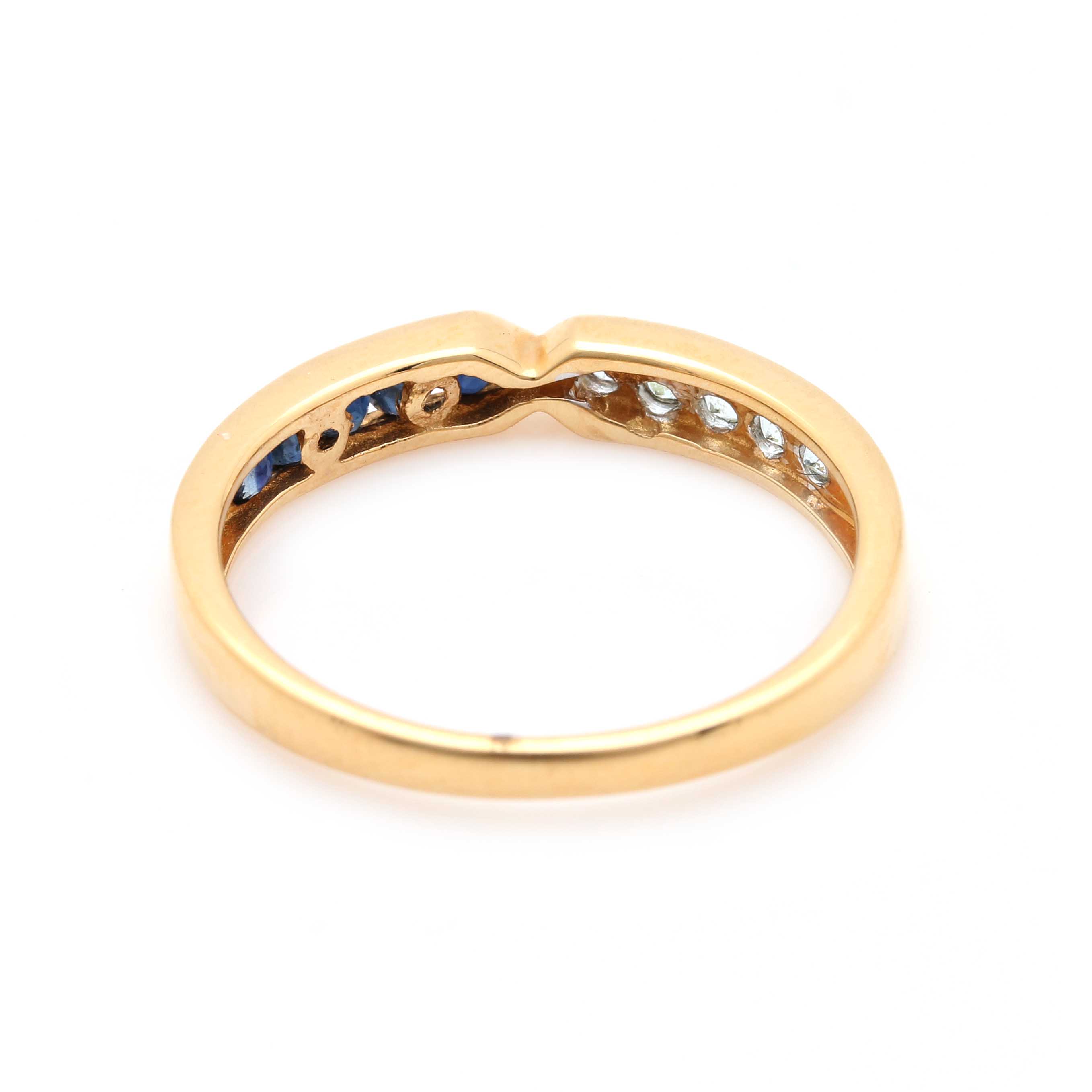 14K Yellow Gold Blue Sapphire and Aquamarine Ring