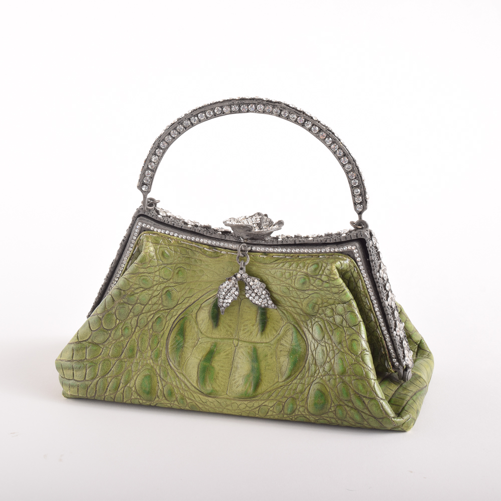 Besso Hornback Embossed Leather Frame Purse
