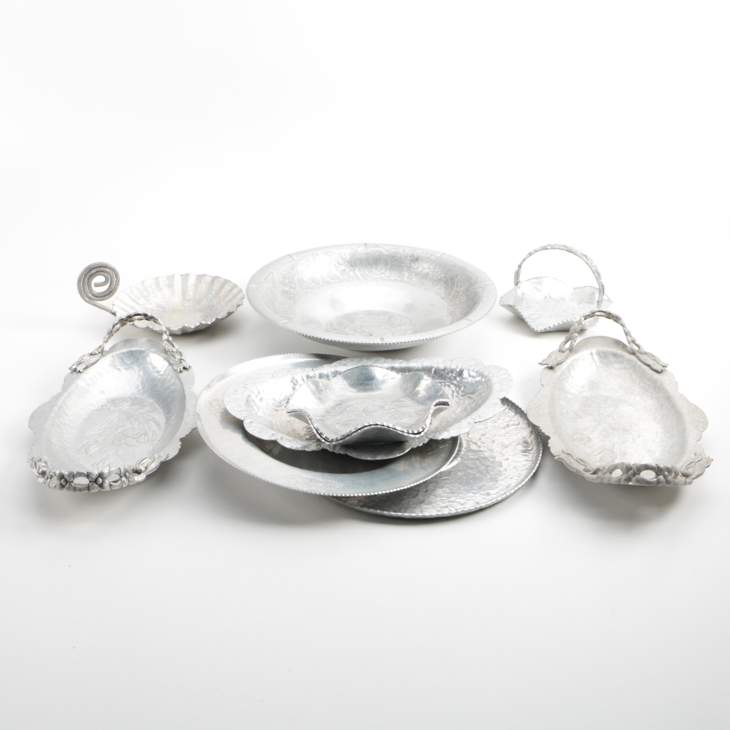 Rodney Kent and Others Hand Wrought Aluminum Servingware