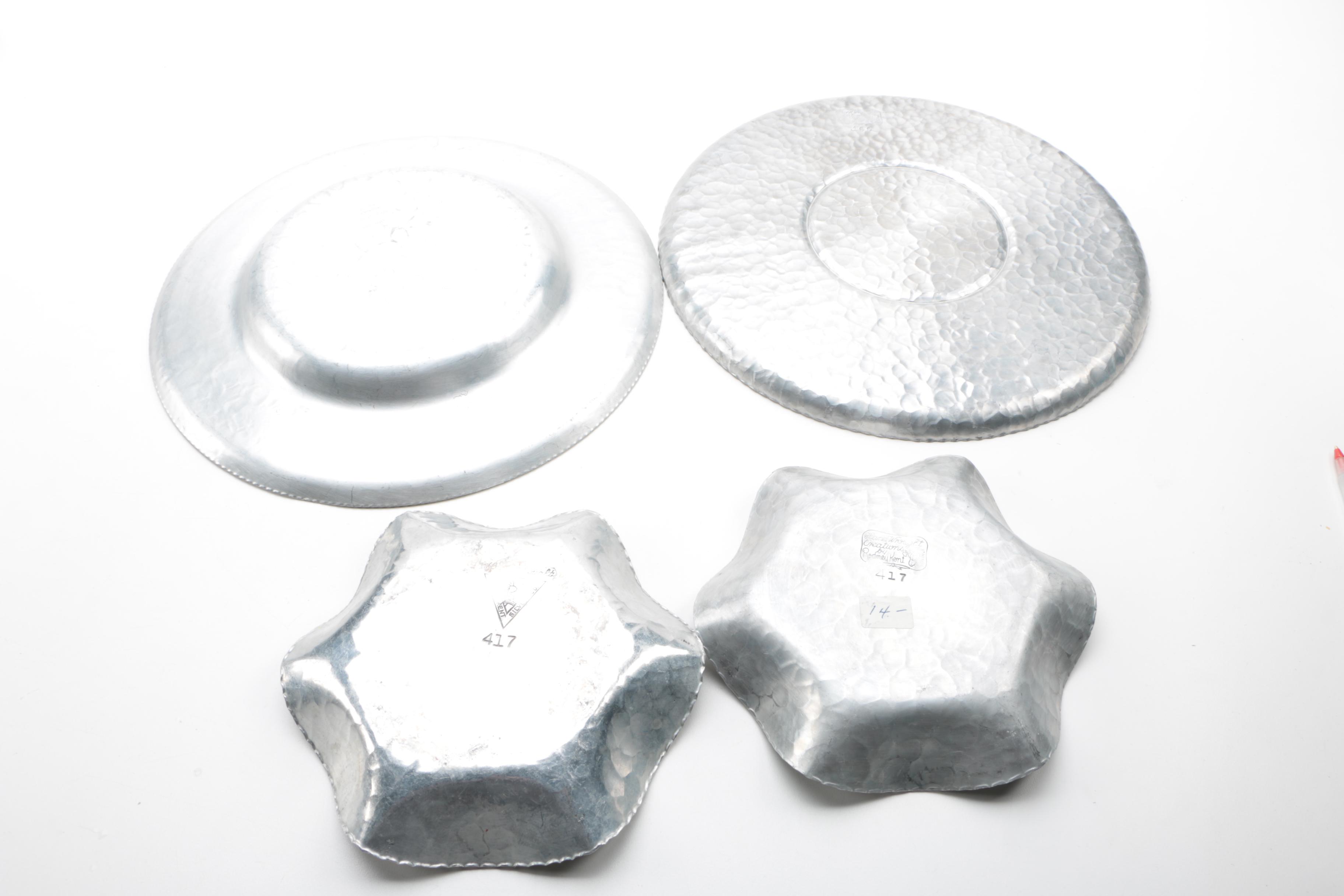 Rodney Kent and Others Hand Wrought Aluminum Servingware