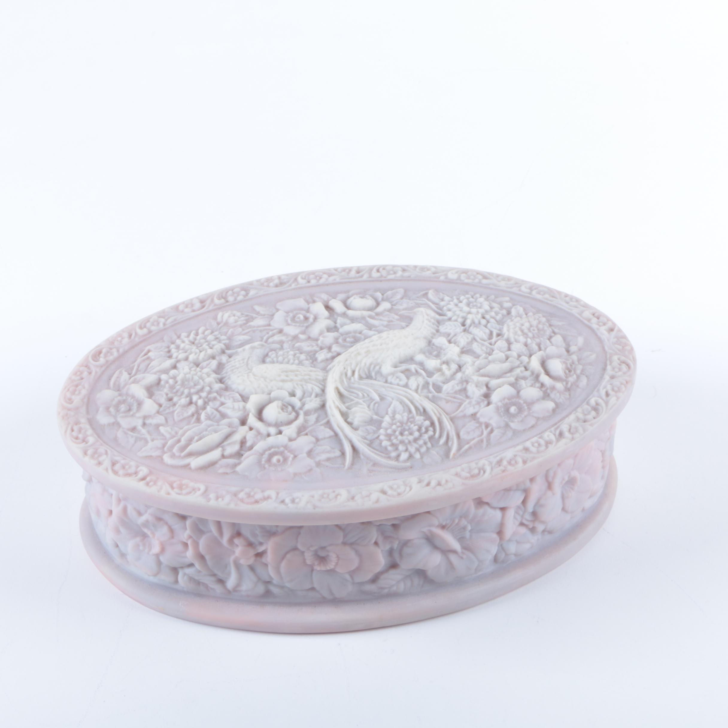 Hand Crafted Incolay Stone Trinket Box