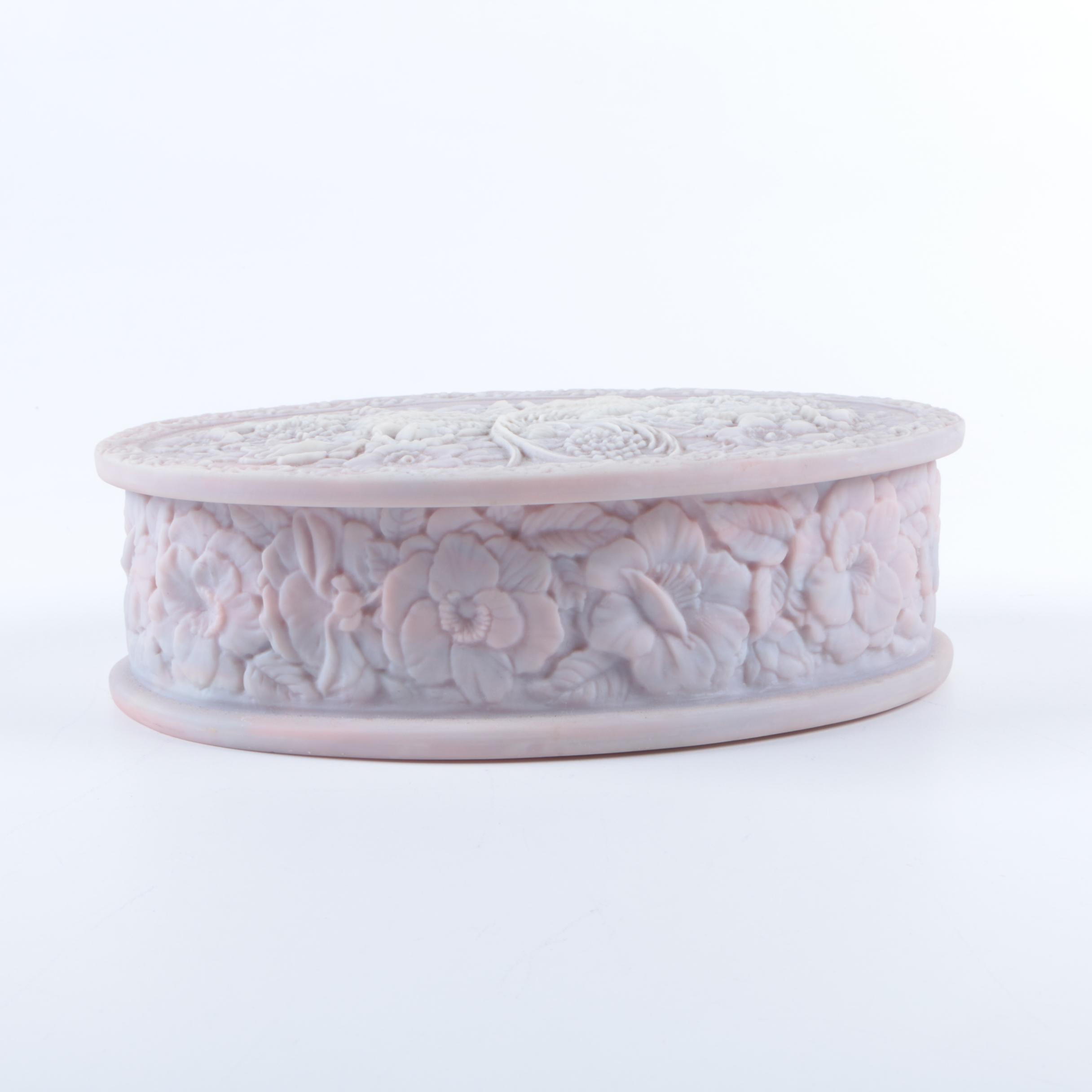Hand Crafted Incolay Stone Trinket Box