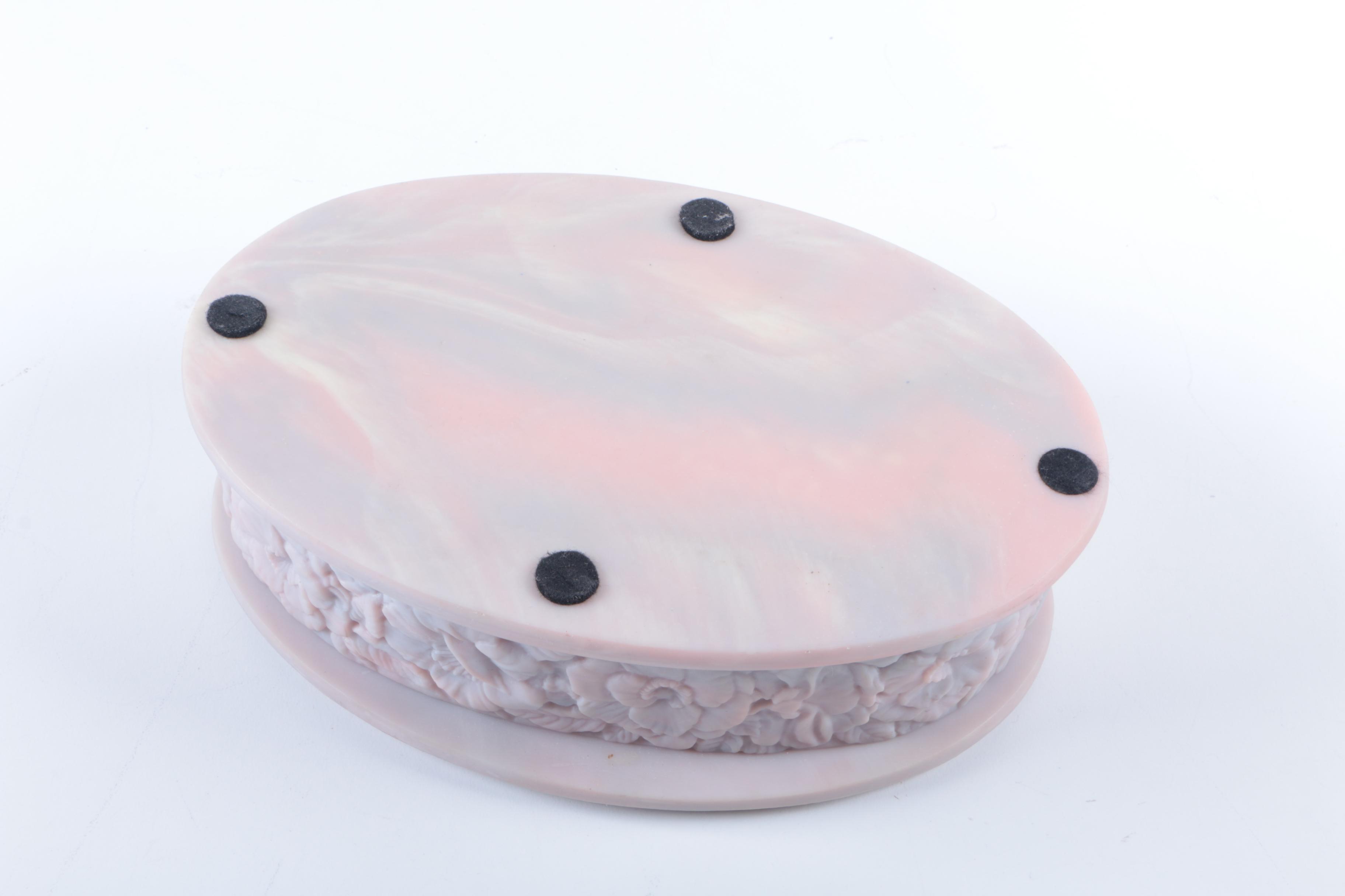 Hand Crafted Incolay Stone Trinket Box