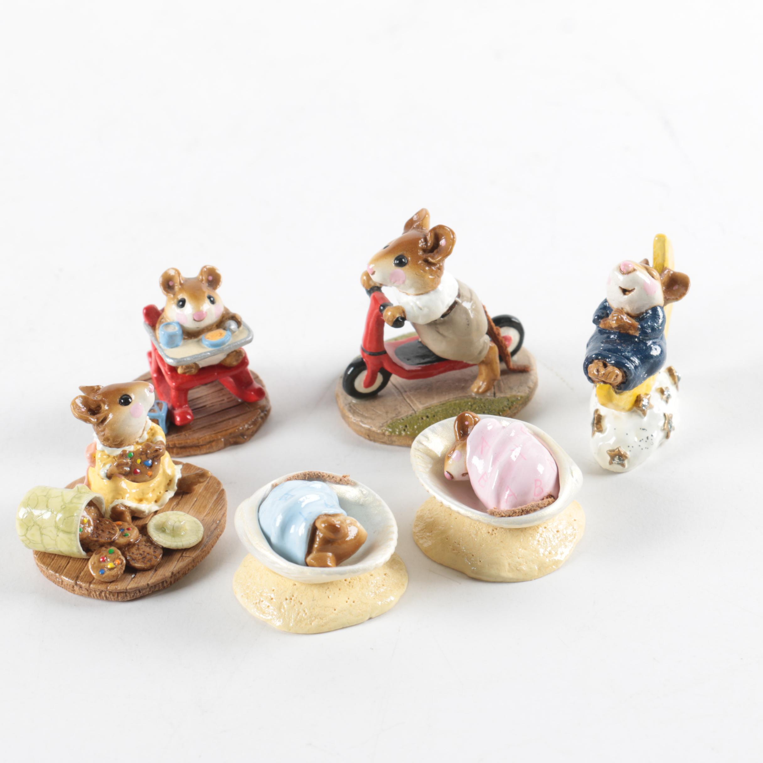 Vintage Wee Forest Folk Hand Sculpted Clay Mouse Figurines