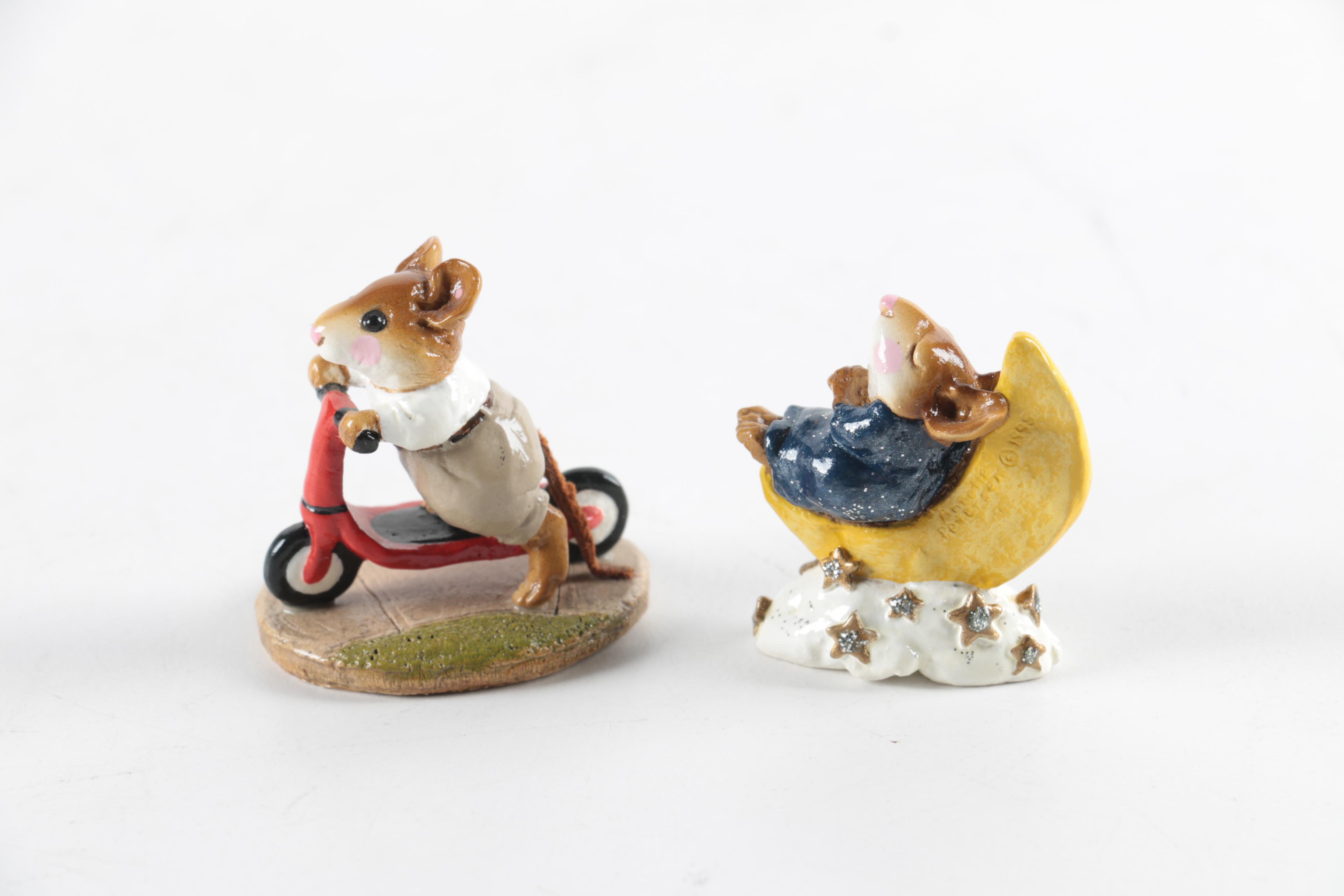 Vintage Wee Forest Folk Hand Sculpted Clay Mouse Figurines