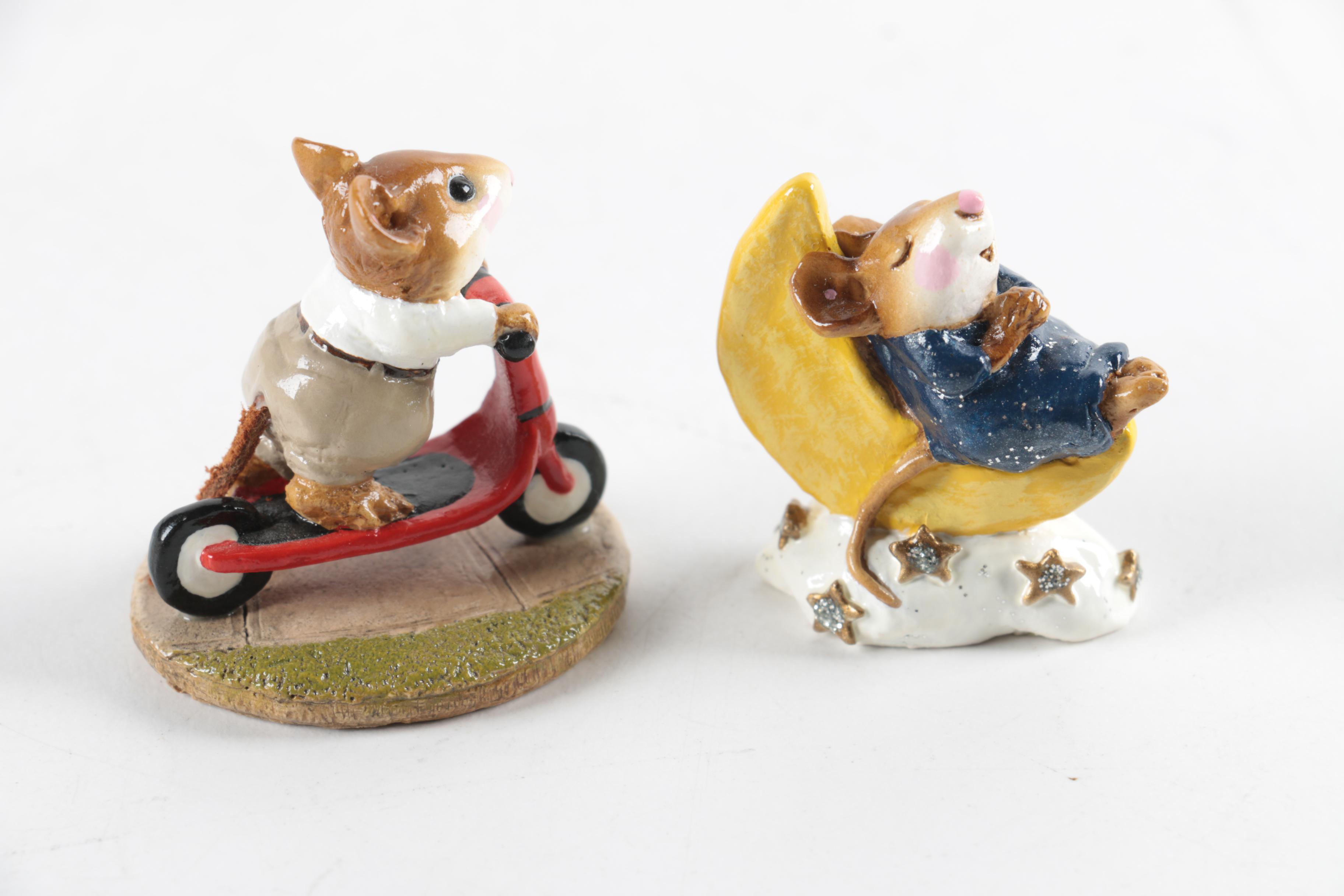 Vintage Wee Forest Folk Hand Sculpted Clay Mouse Figurines