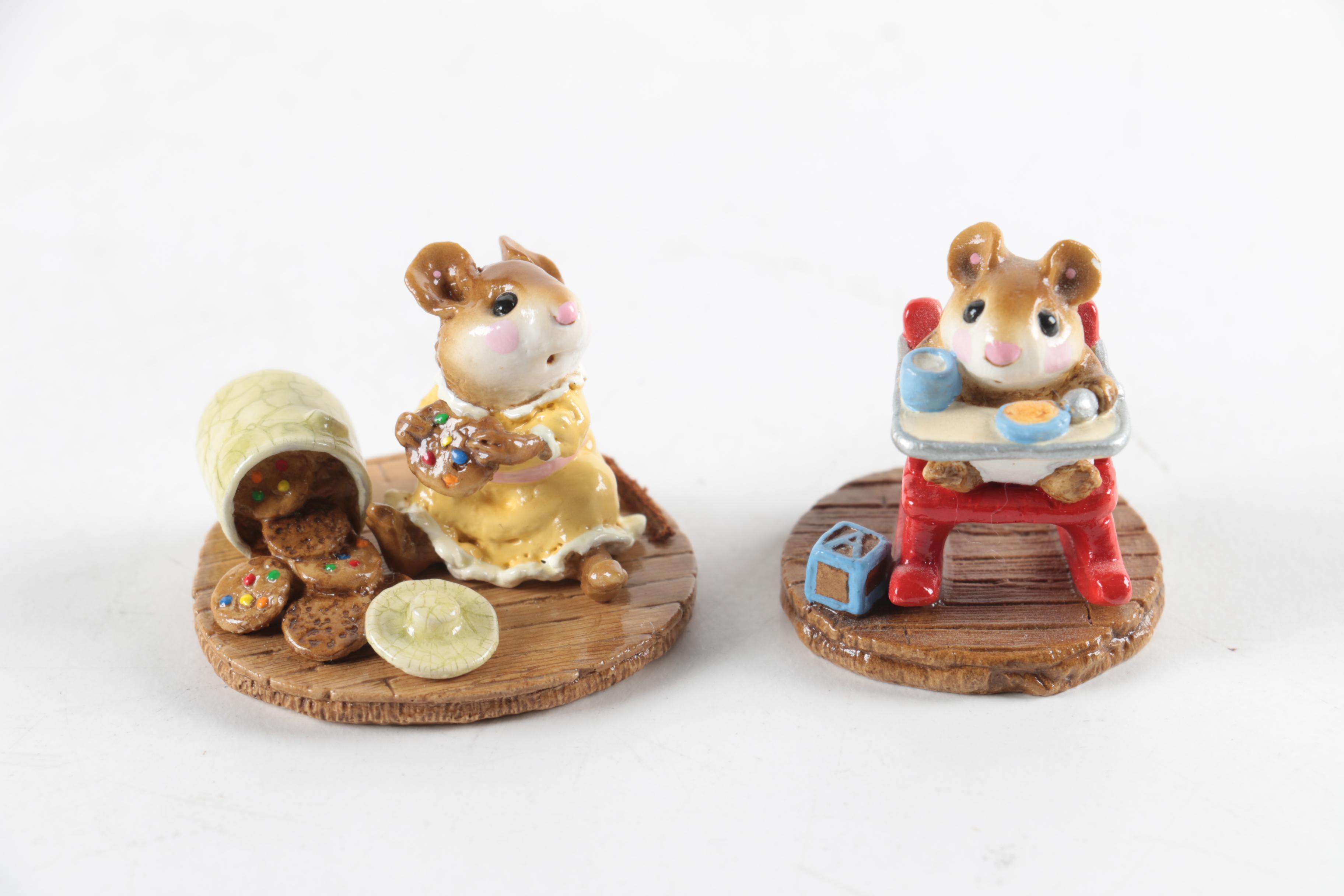 Vintage Wee Forest Folk Hand Sculpted Clay Mouse Figurines