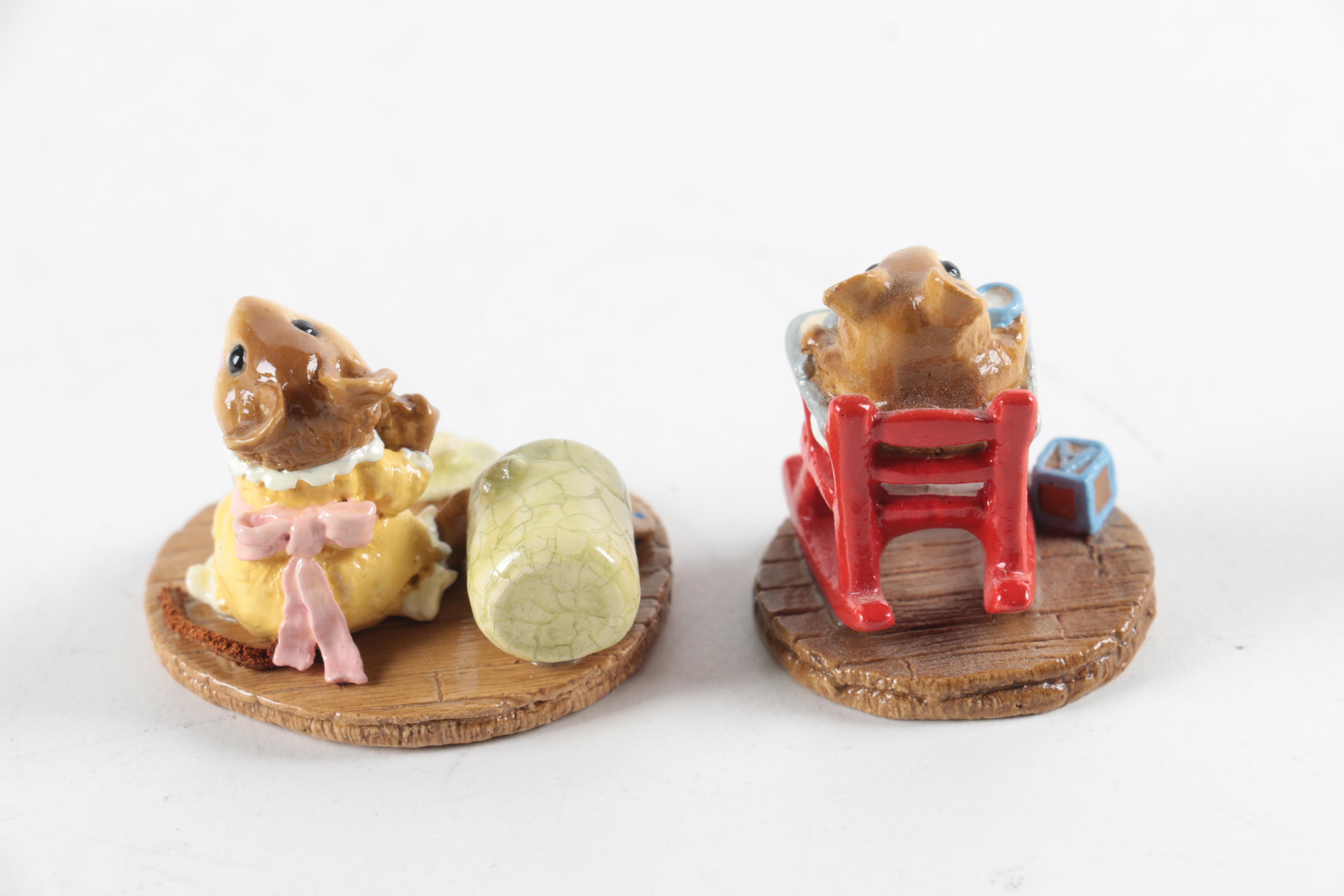 Vintage Wee Forest Folk Hand Sculpted Clay Mouse Figurines
