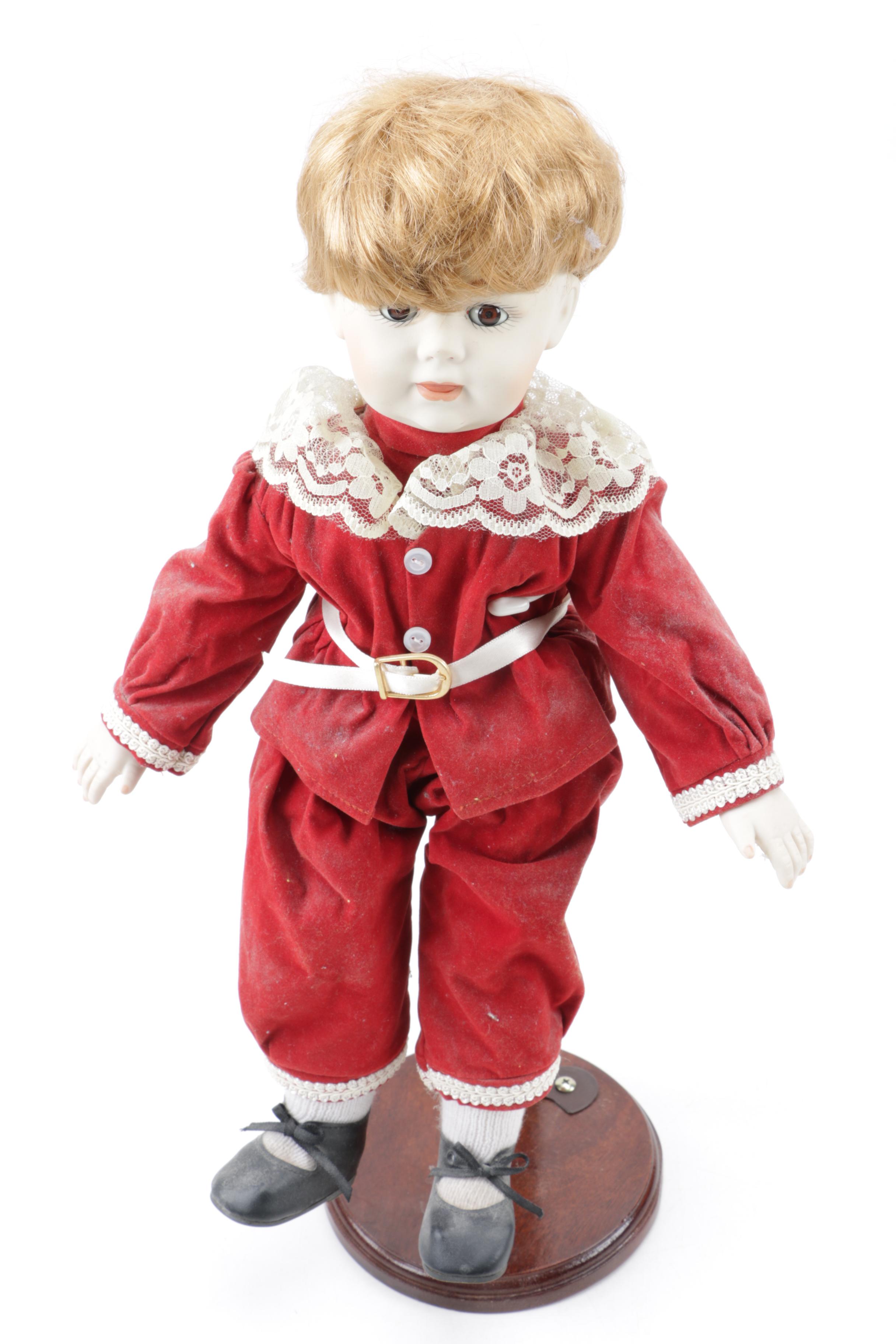 Vintage Pia Pierrot Mime and Blonde Boy Porcelain Dolls