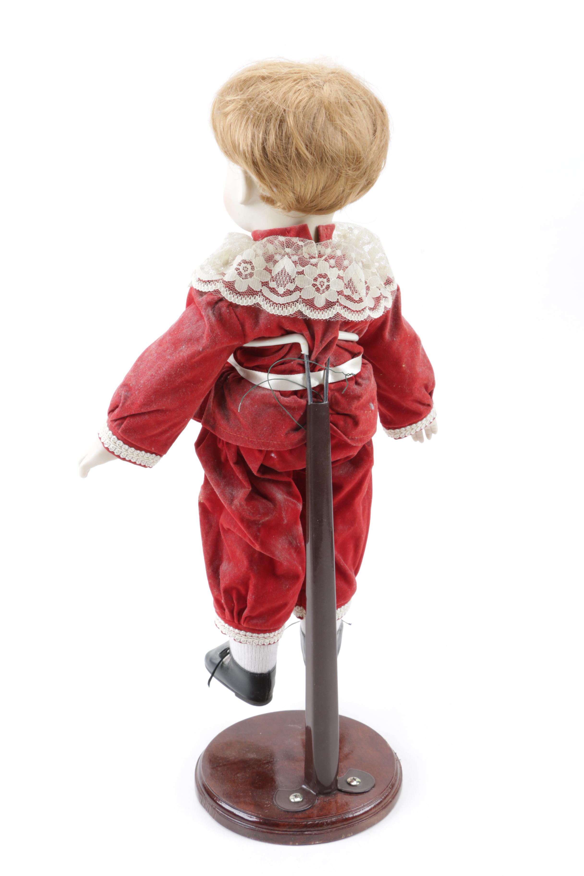 Vintage Pia Pierrot Mime and Blonde Boy Porcelain Dolls