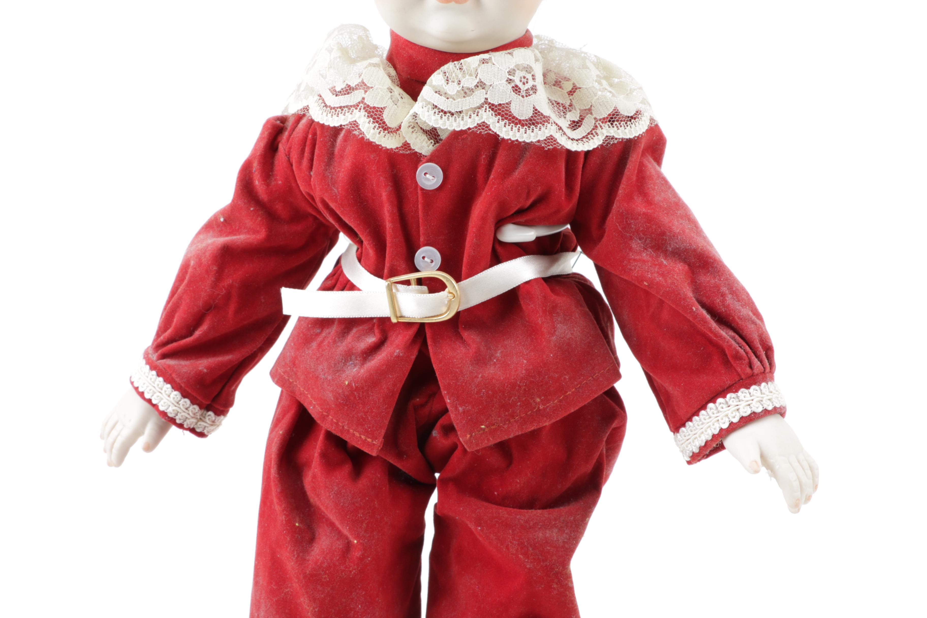 Vintage Pia Pierrot Mime and Blonde Boy Porcelain Dolls