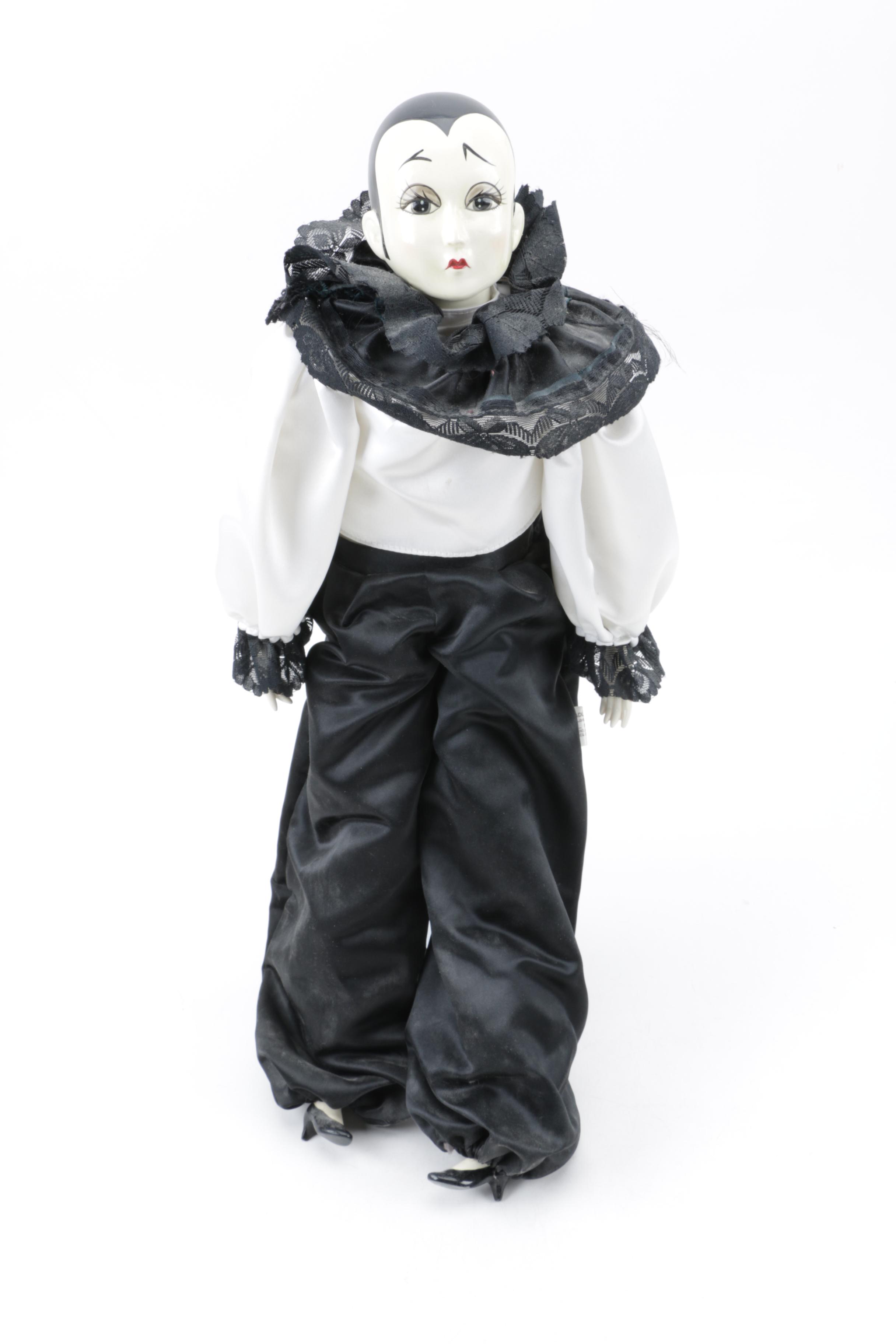 Vintage Pia Pierrot Mime and Blonde Boy Porcelain Dolls