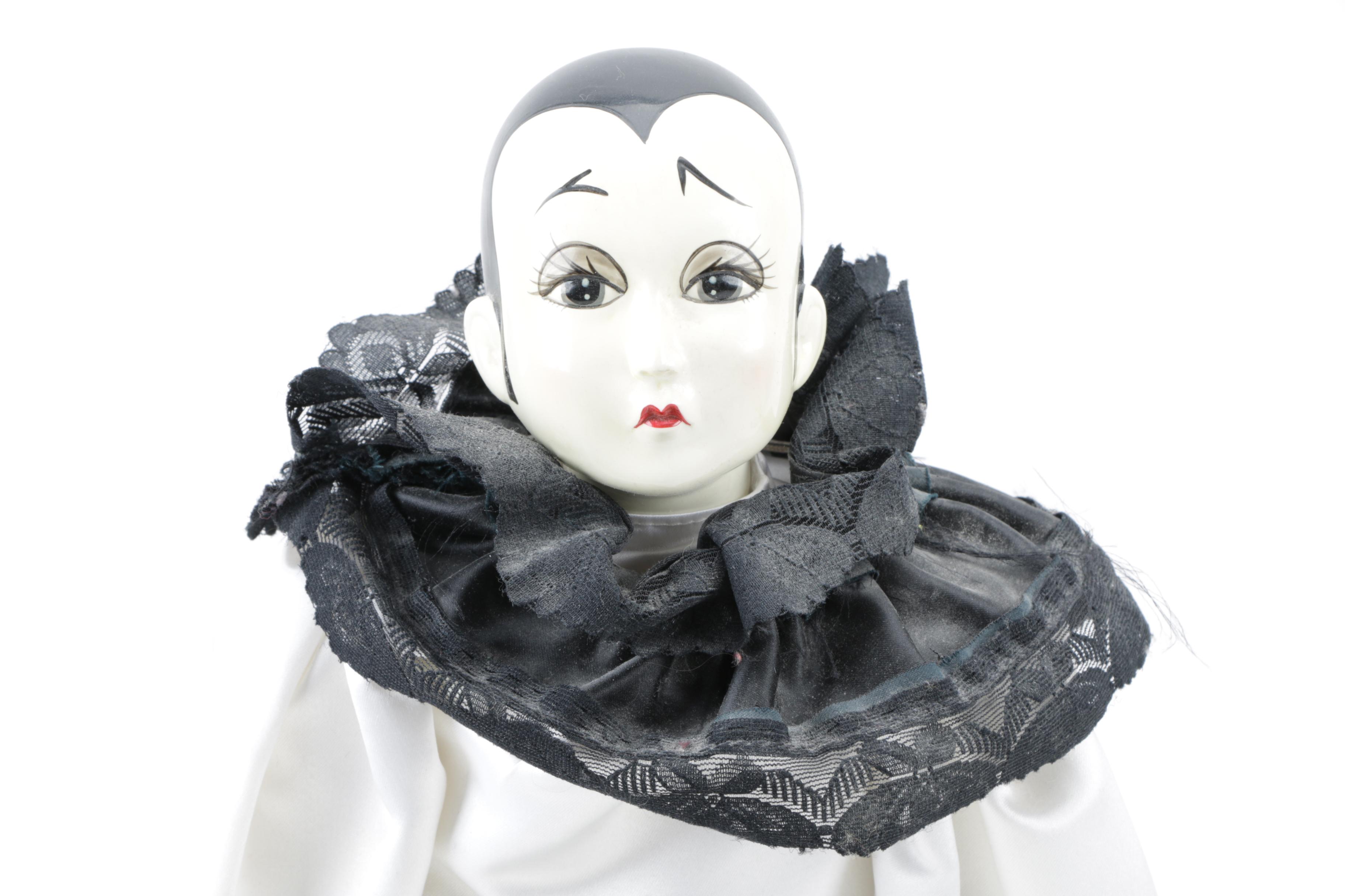 Vintage Pia Pierrot Mime and Blonde Boy Porcelain Dolls