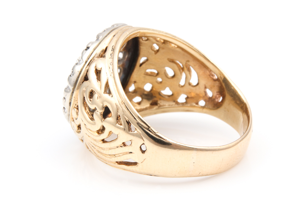 10K Yellow Gold and 1.00 CTW Diamond Kentucky Cluster Ring