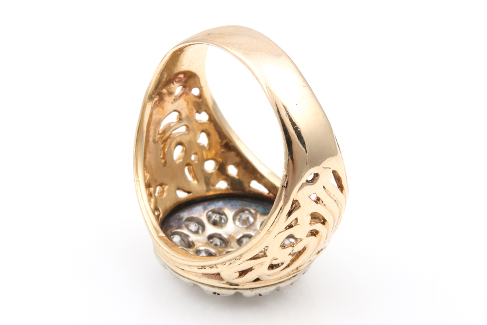 10K Yellow Gold and 1.00 CTW Diamond Kentucky Cluster Ring