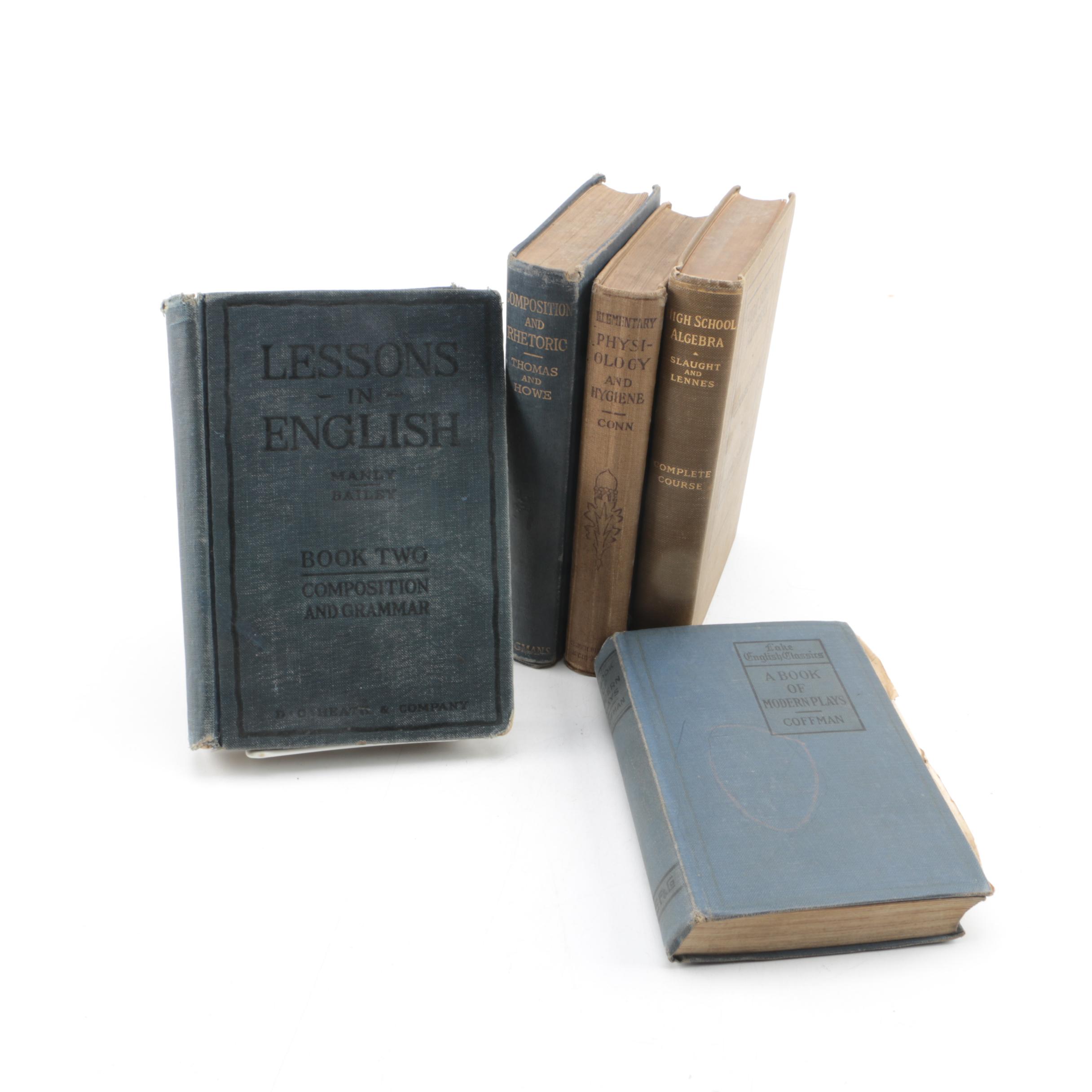 Vintage Schoolbooks Including "Physiology and Hygiene"