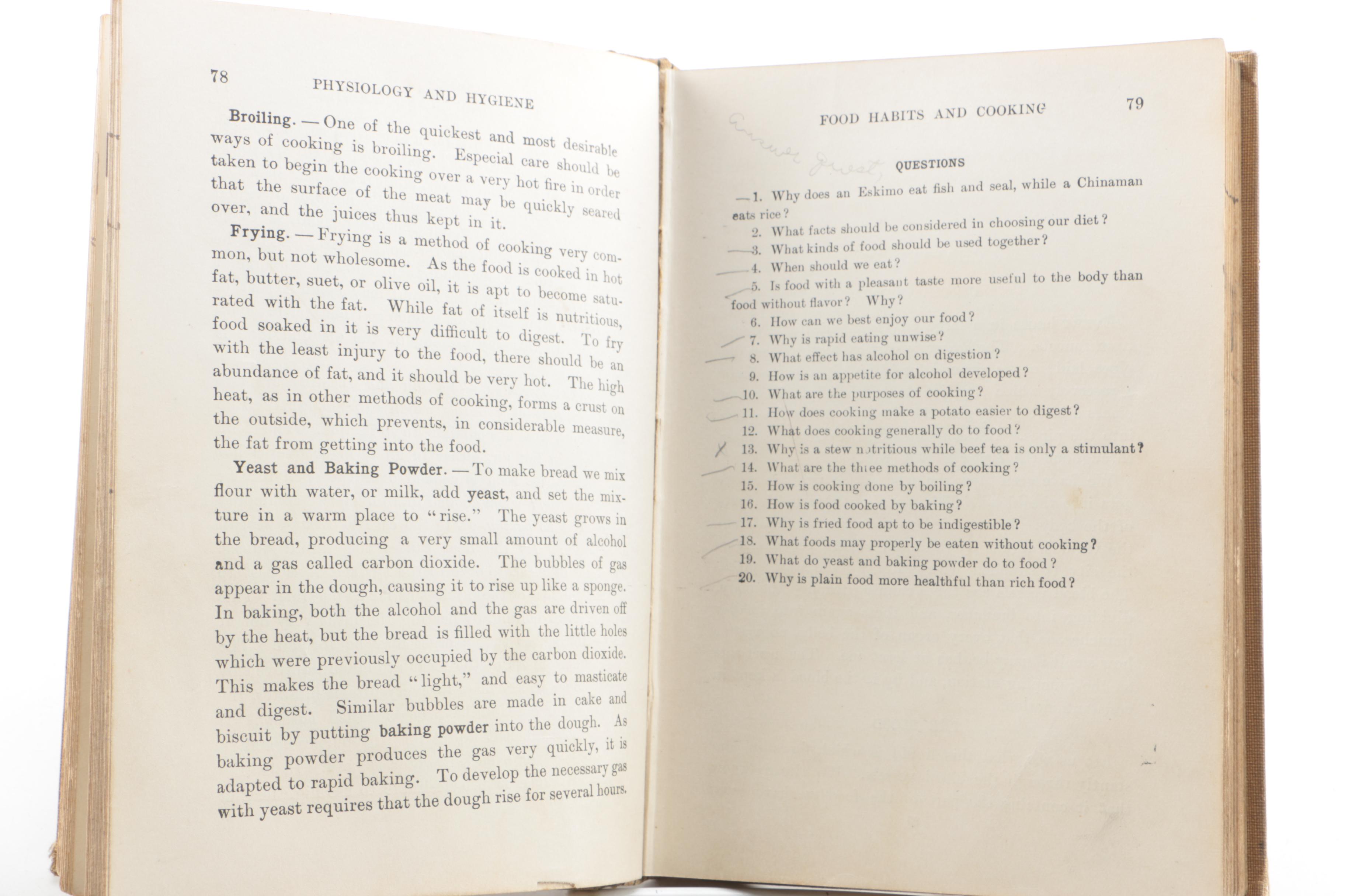 Vintage Schoolbooks Including "Physiology and Hygiene"