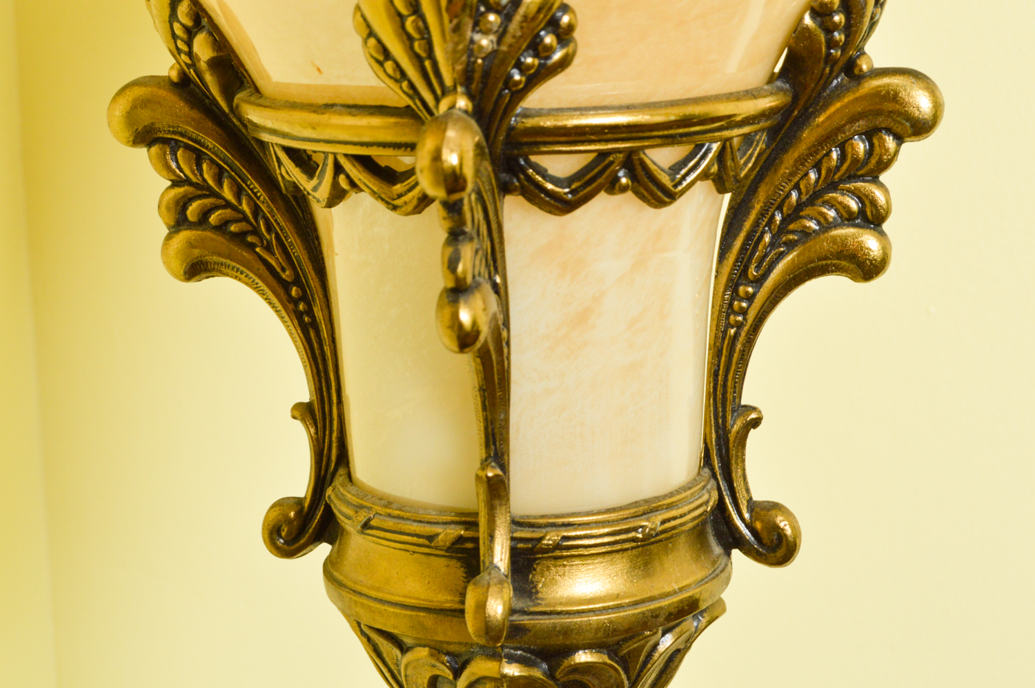 Vintage Torchiere Floor Lamp with Glass Shade