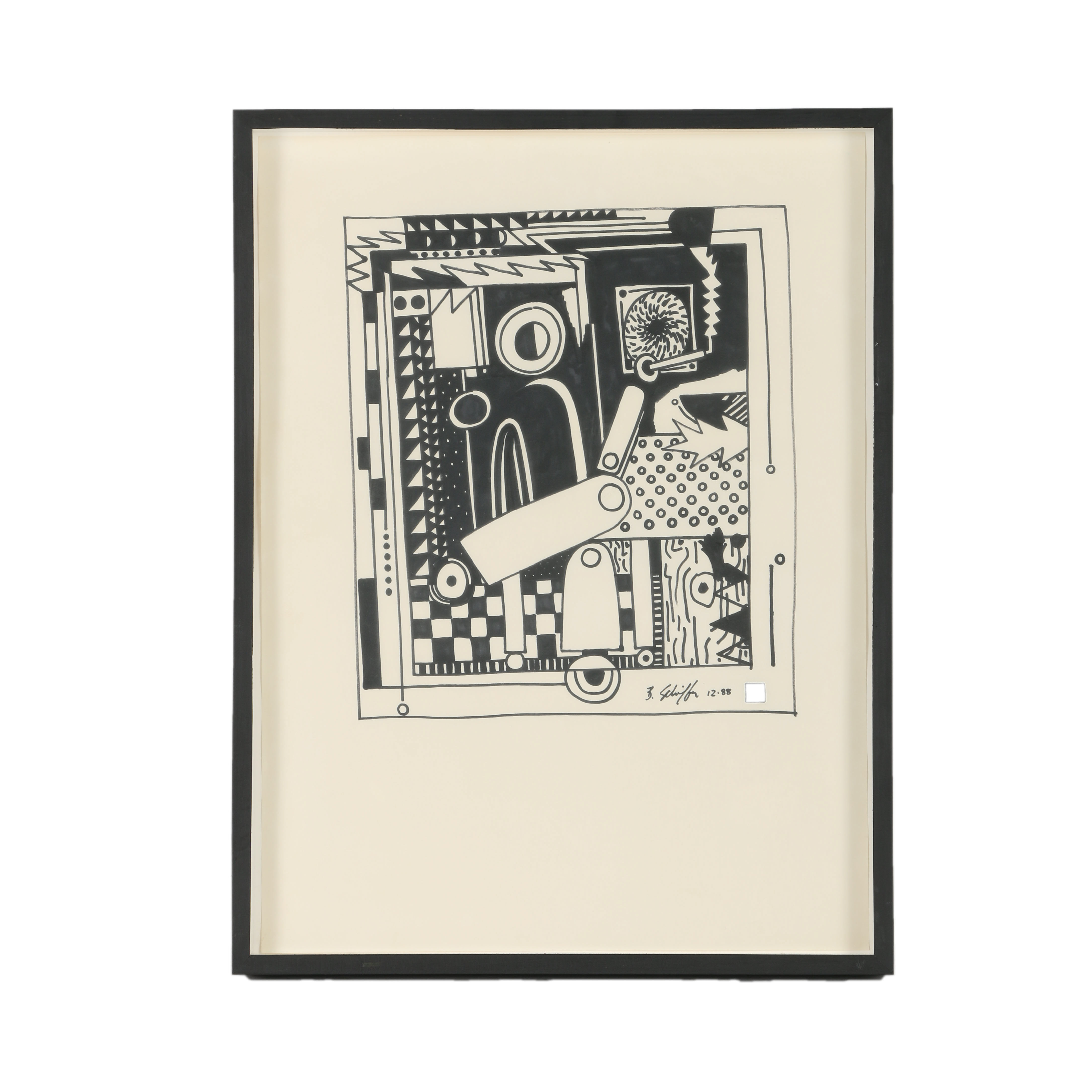 Bill Schiffer Oil Paint Marker Drawing "Seated Figure with Cigarette"