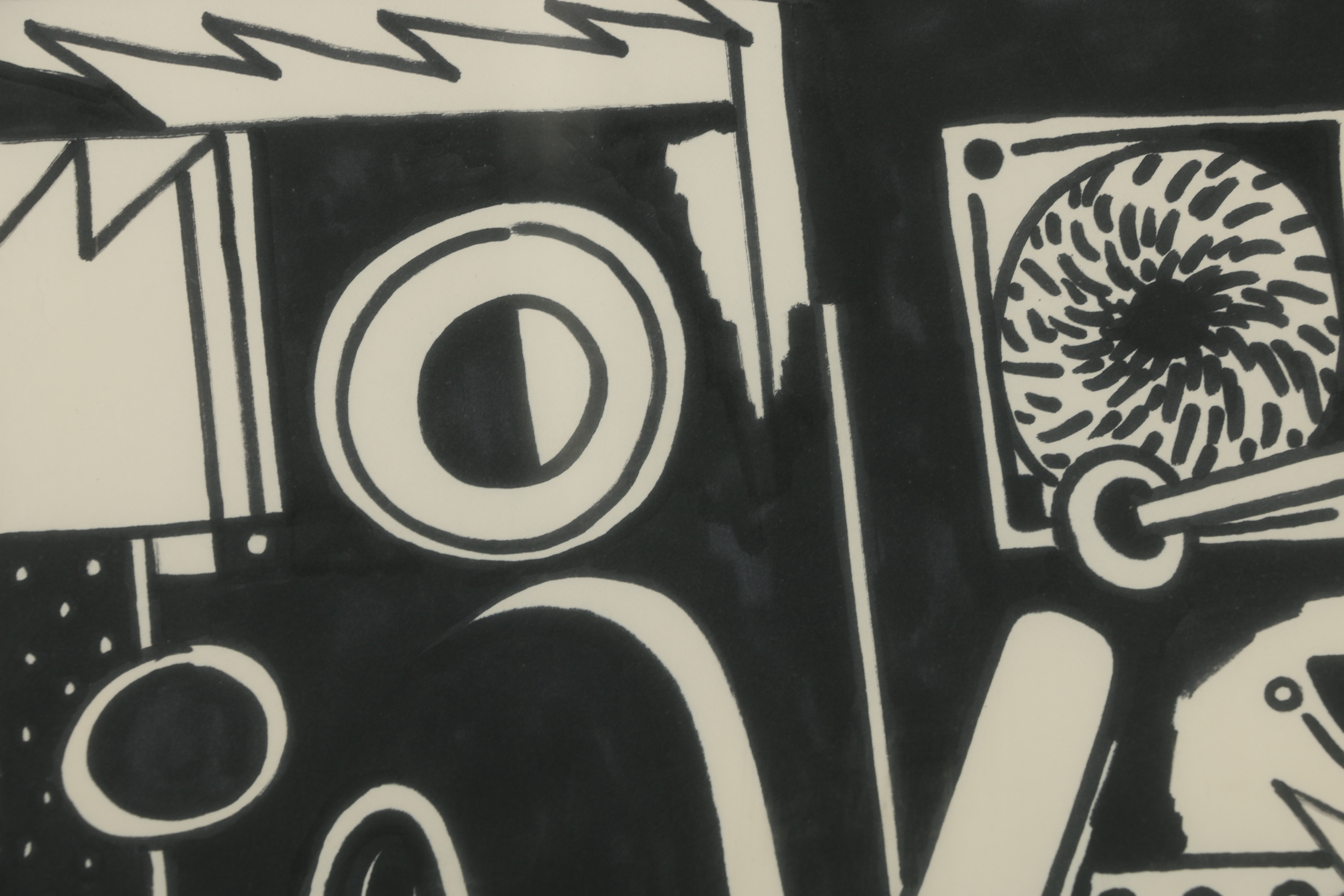 Bill Schiffer Oil Paint Marker Drawing "Seated Figure with Cigarette"