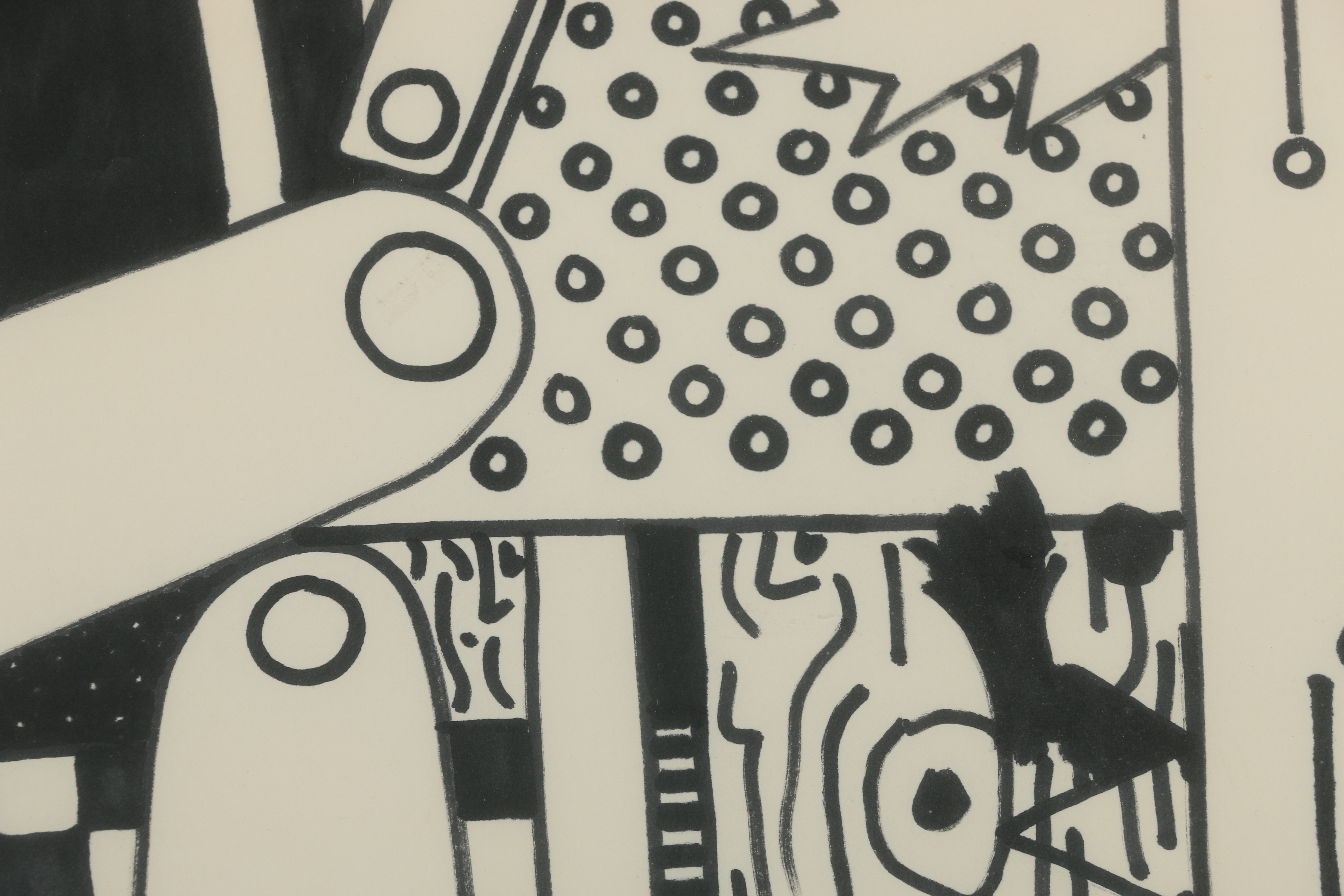 Bill Schiffer Oil Paint Marker Drawing "Seated Figure with Cigarette"