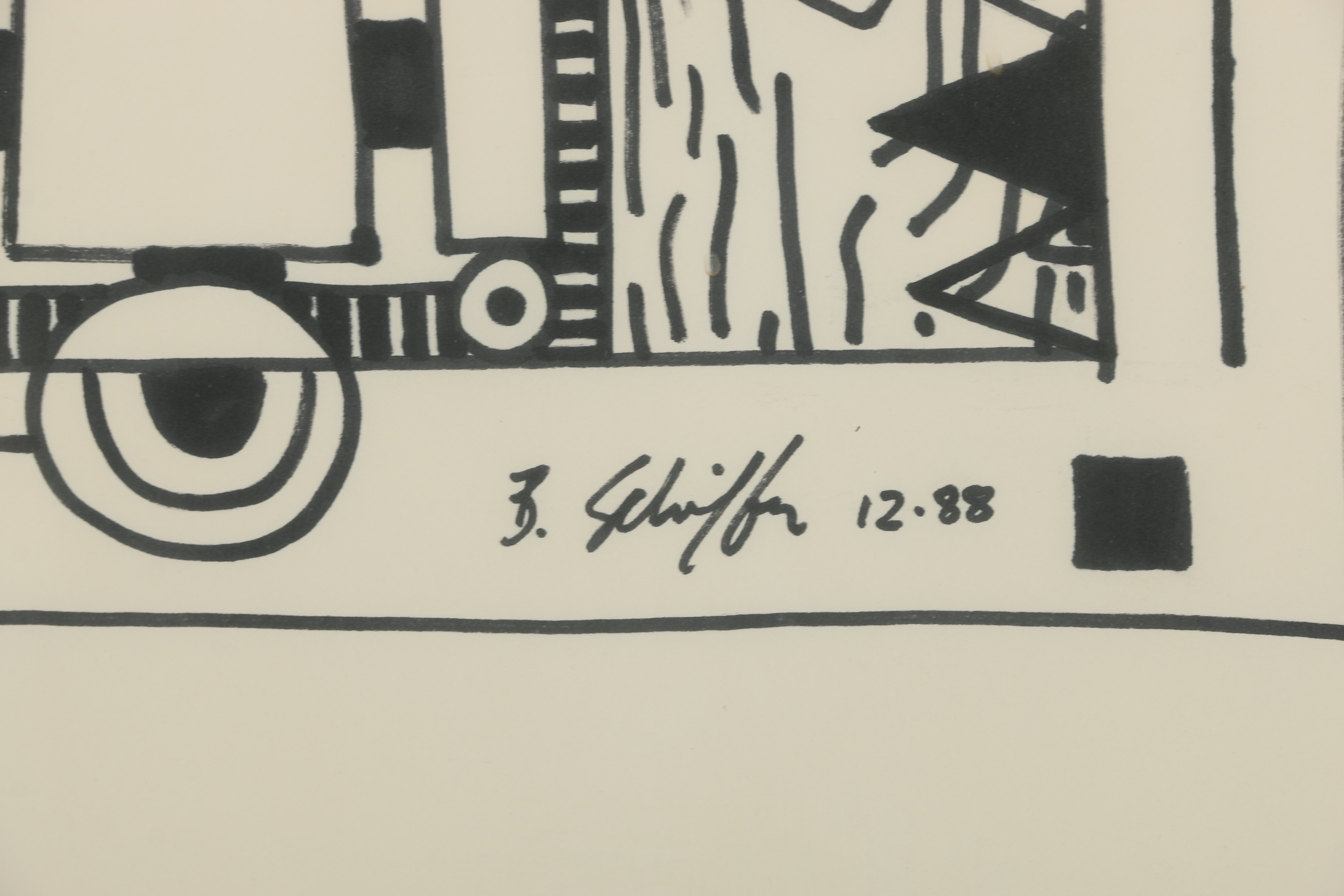 Bill Schiffer Oil Paint Marker Drawing "Seated Figure with Cigarette"