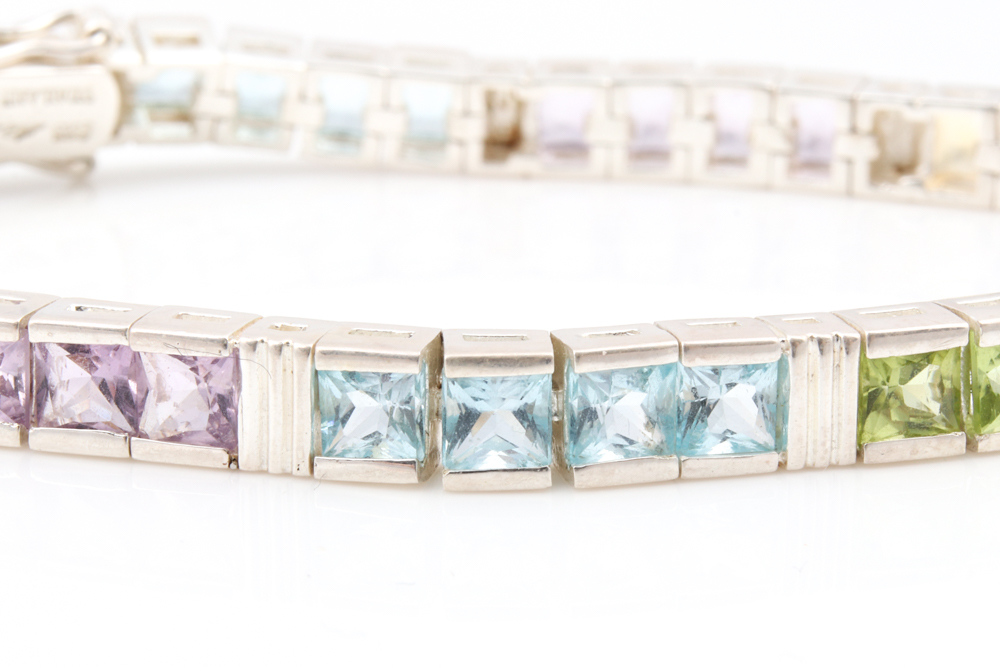 Sterling Silver and Multi-Gemstone Bracelet