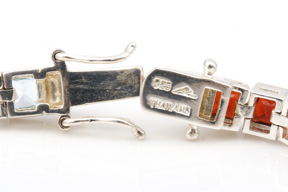 Sterling Silver and Multi-Gemstone Bracelet