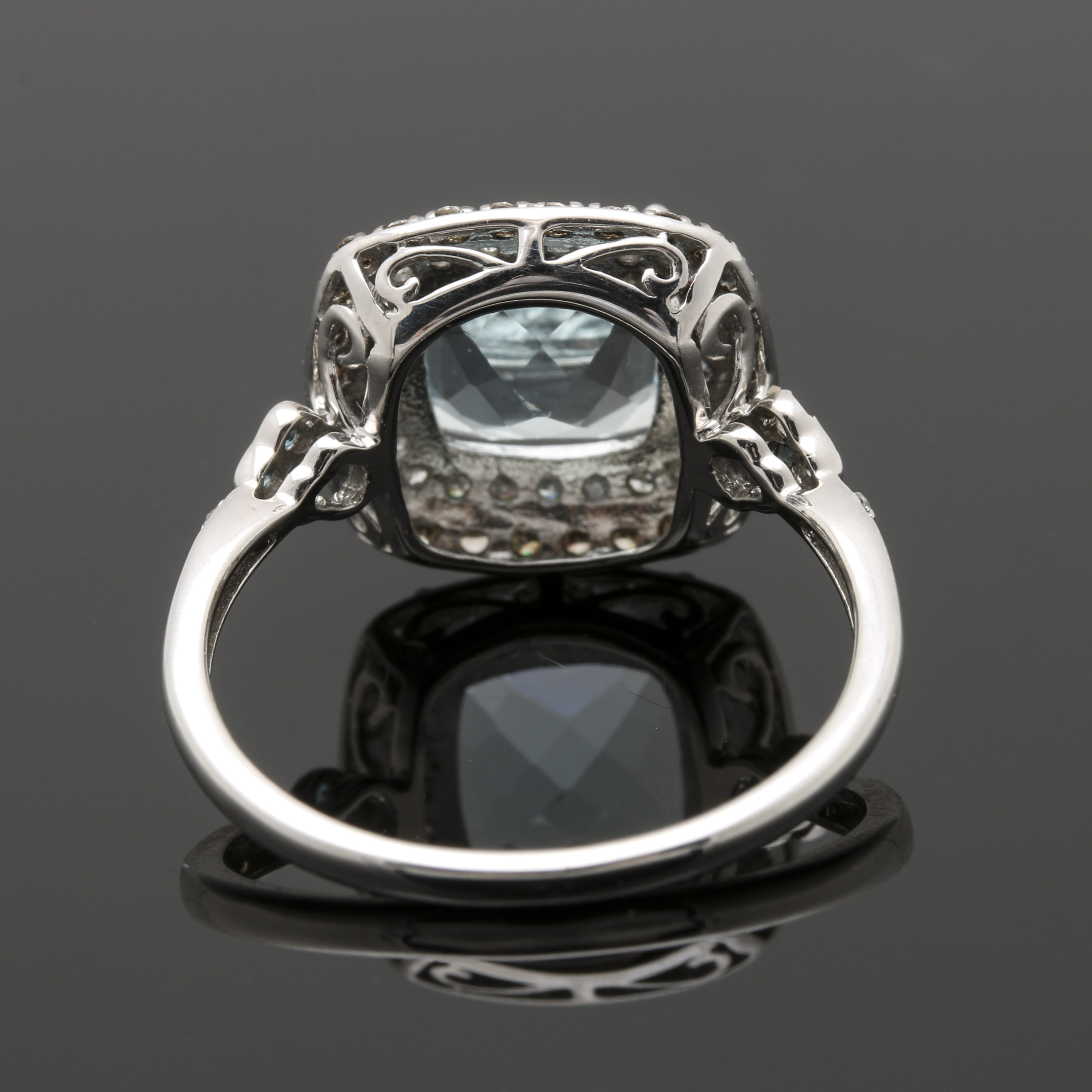 10K White Gold Aquamarine Diamond Ring
