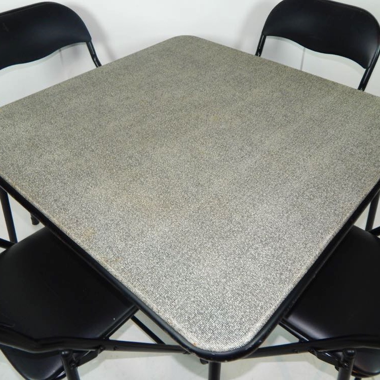 Cosco Black Folding Card Table And Four Metal Folding Chairs