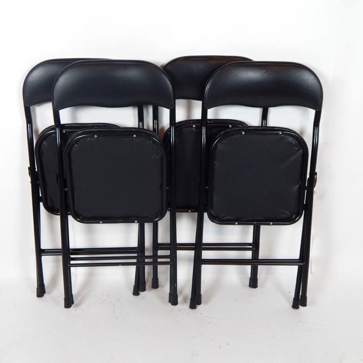 Cosco Black Folding Card Table And Four Metal Folding Chairs