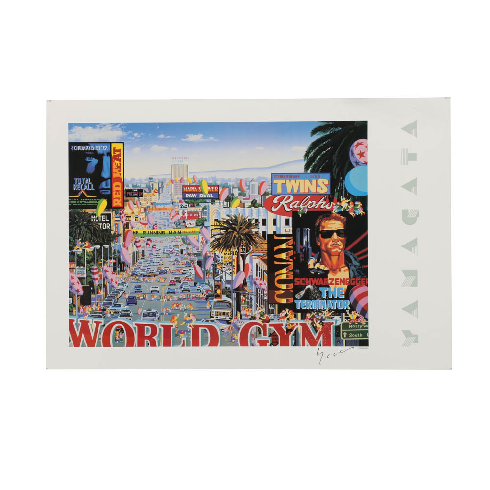 Hiro Yamagata Signed Offset Lithograph Poster "World Gym"