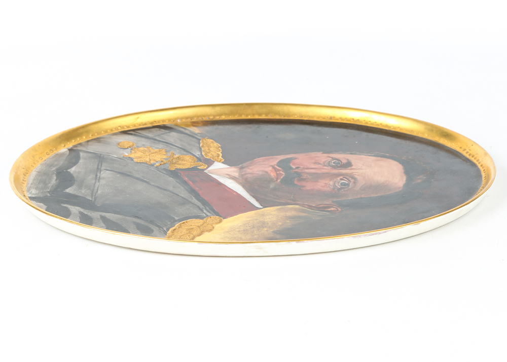 Haviland Hand Painted Porcelain Tray featuring Portrait of Kaiser Wilhelm II
