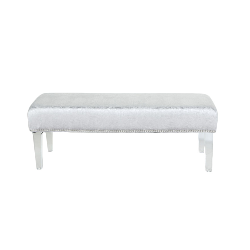 TOV Furniture Stella Croc Velvet Acrylic Bench