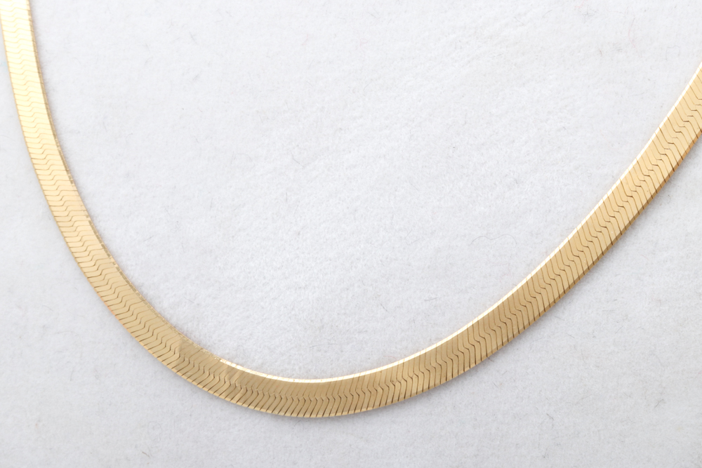 14K Yellow Gold Herringbone Chain Necklace