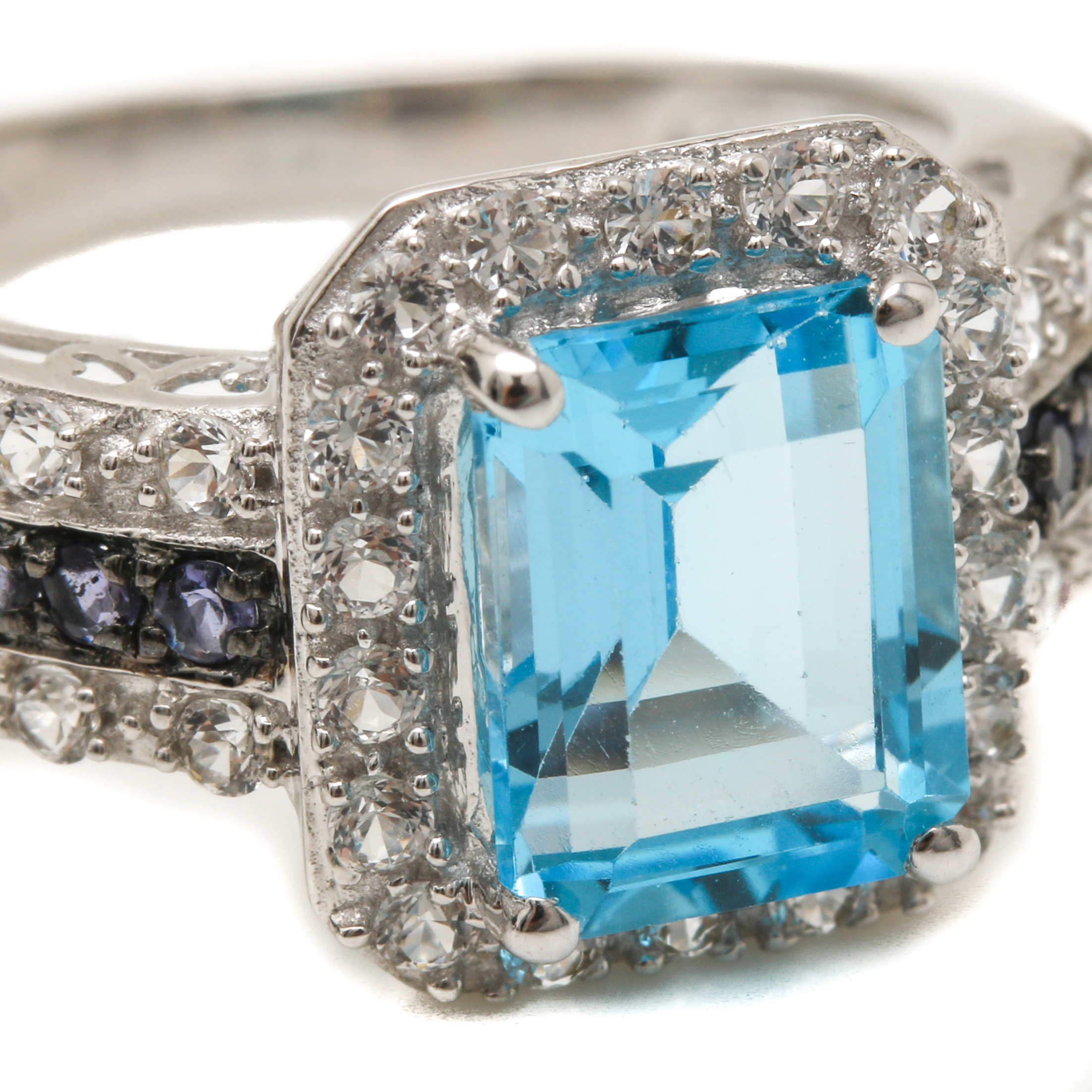 14K White Gold Gemstone Ring