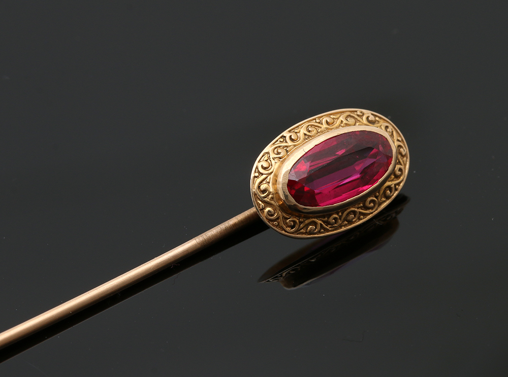 9K, 10K and 14K Yellow Gold Gemstone Stick Pins