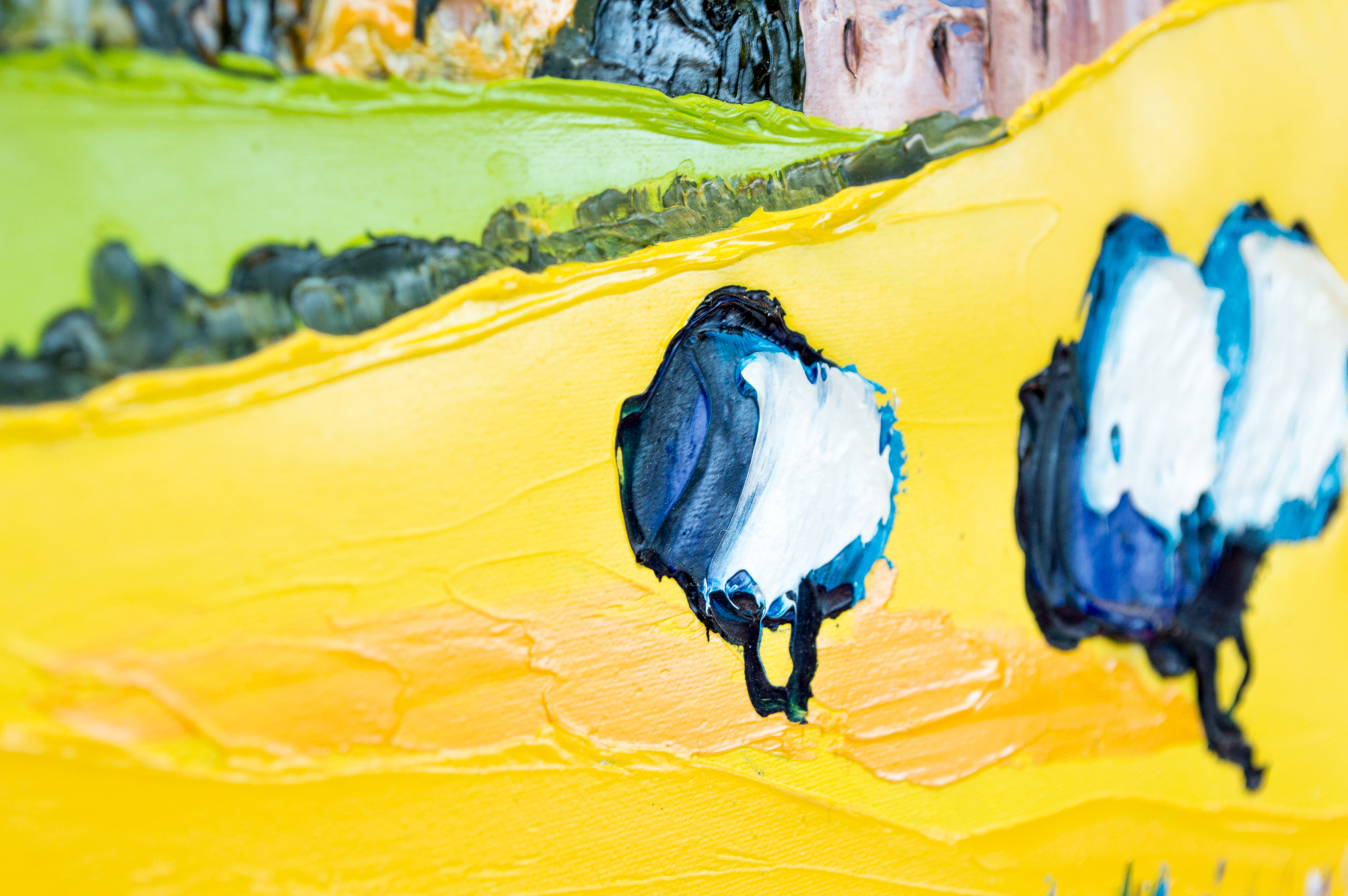 Three Acrylic Paintings on Canvas by Victor Bassi, Isabelle Del Moral, and Megly