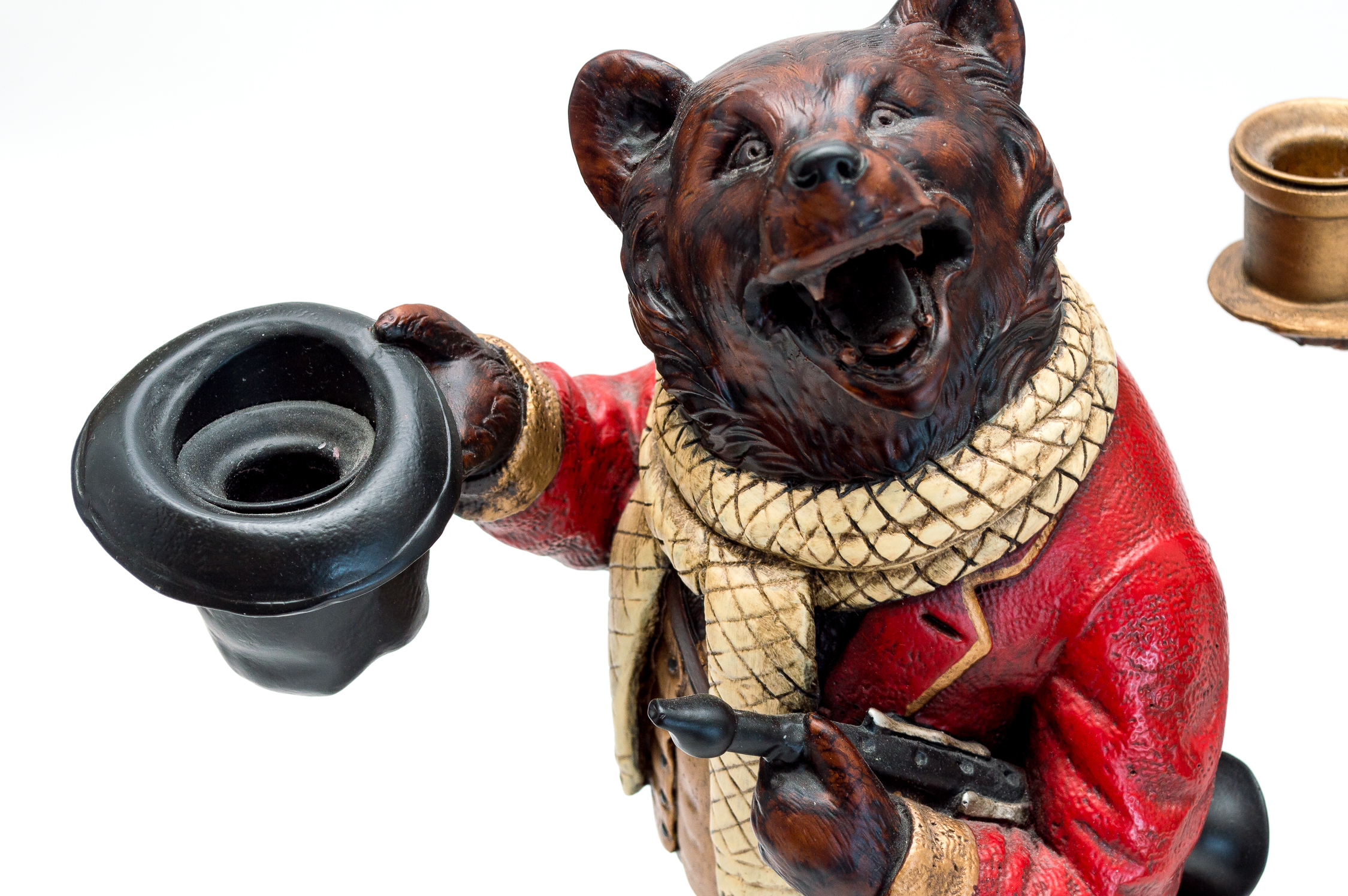 Vintage Bill Huebbe Fox & Bear Candle Holders