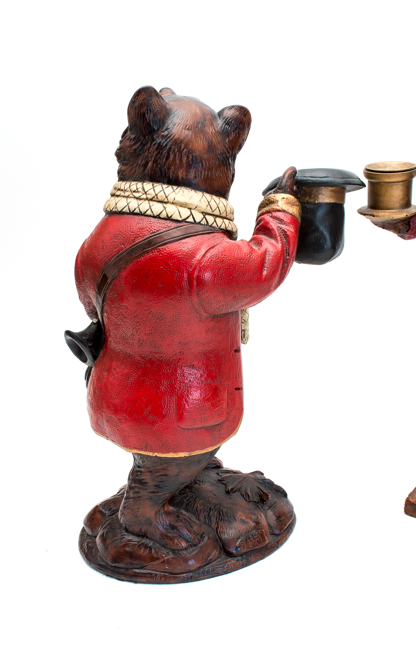 Vintage Bill Huebbe Fox & Bear Candle Holders