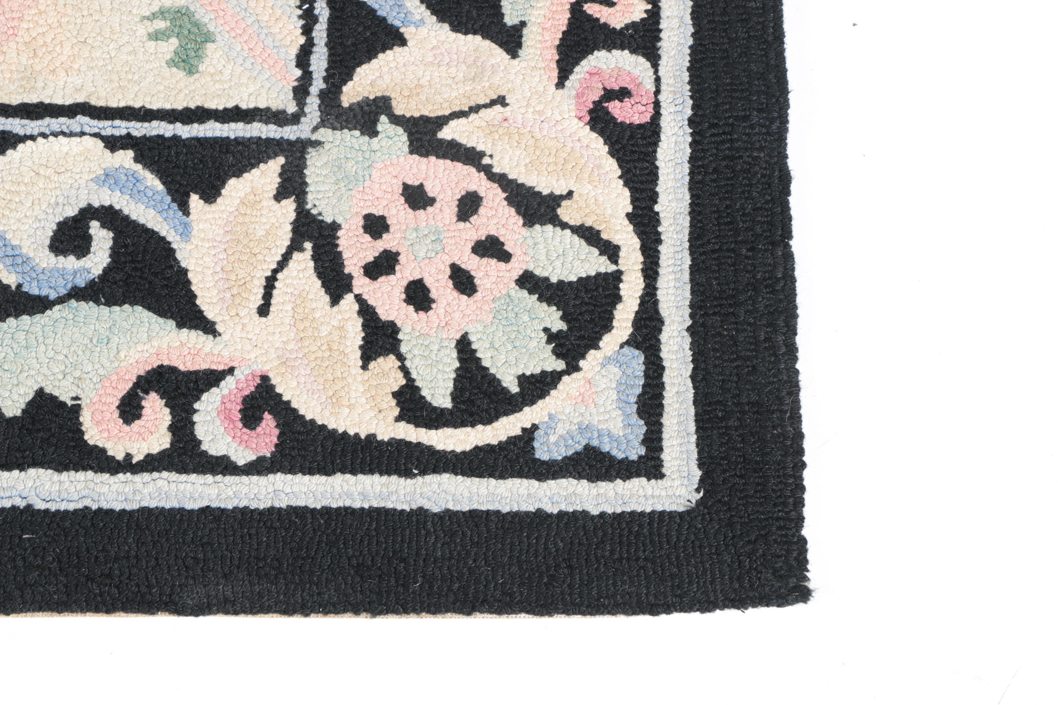 Hand-Hooked Wool Floral Area Rug
