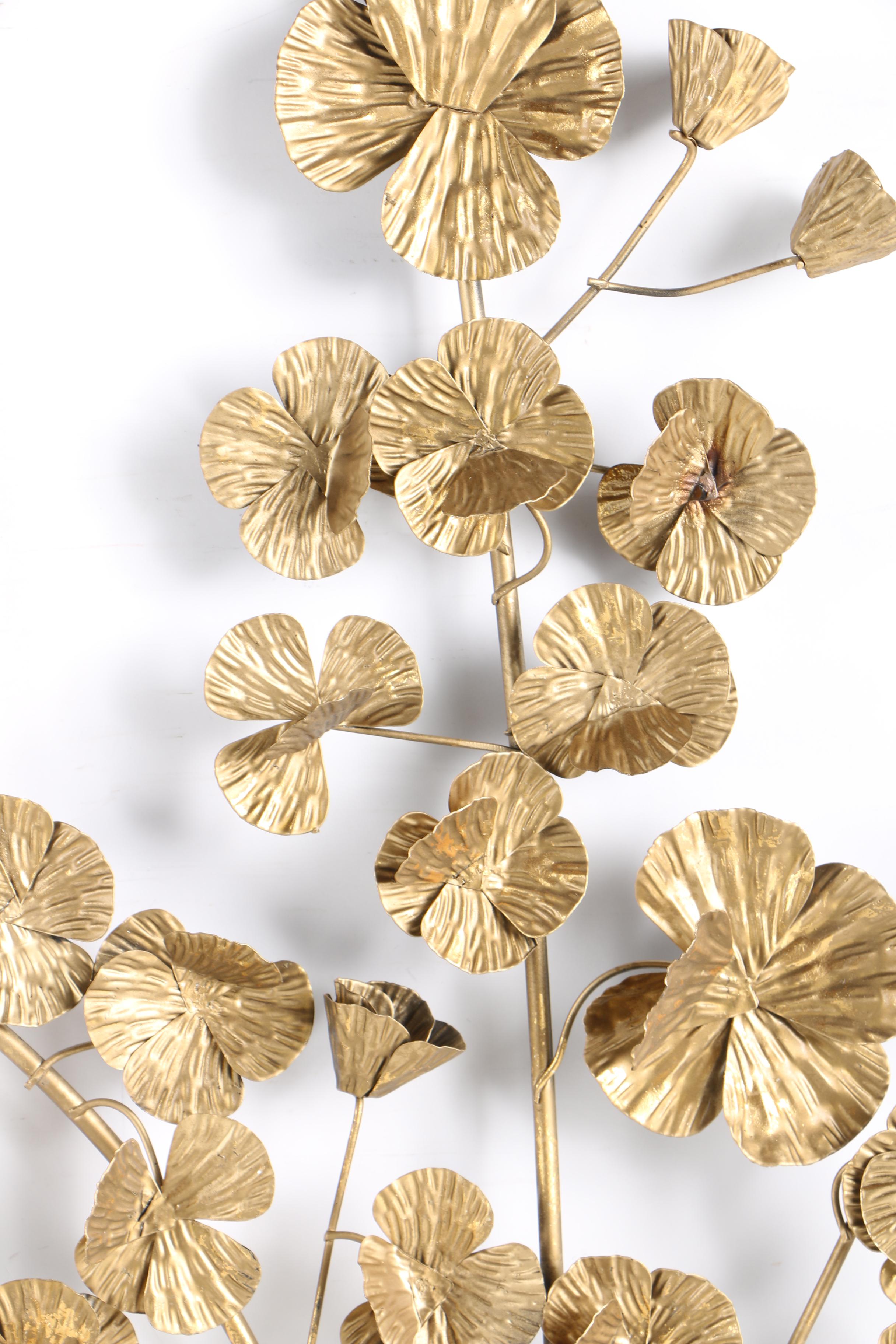 Gold Tone Metal Ginkgo Wall Art