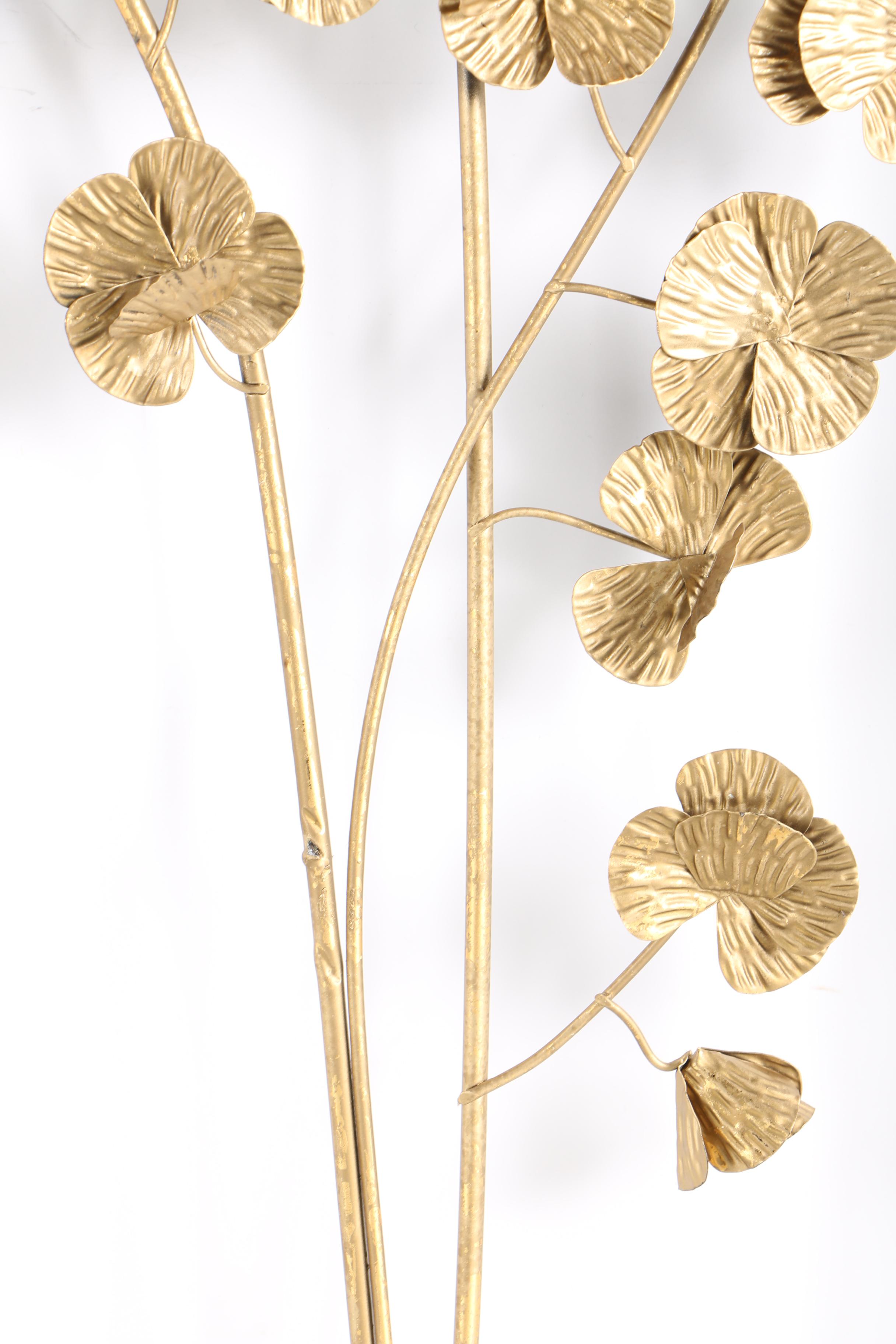 Gold Tone Metal Ginkgo Wall Art