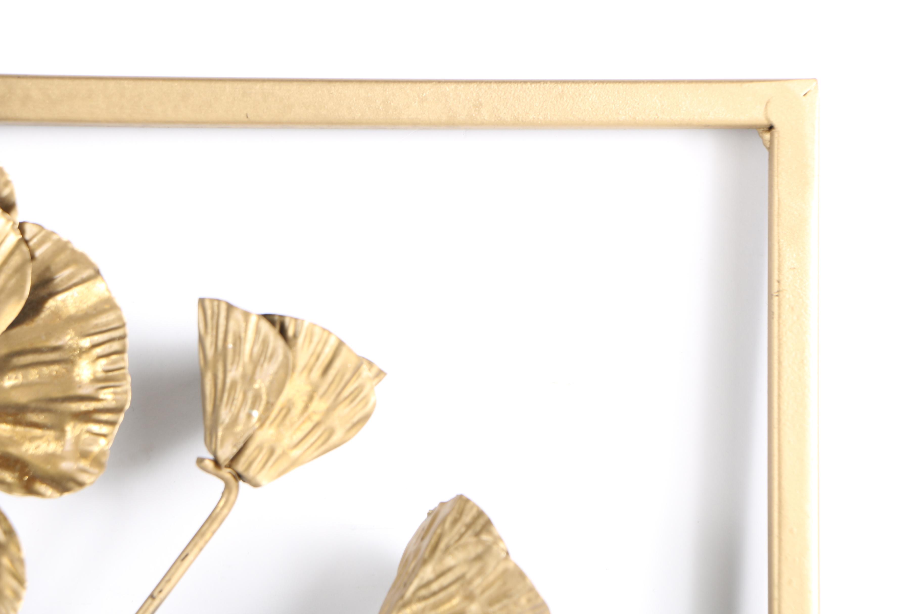 Gold Tone Metal Ginkgo Wall Art